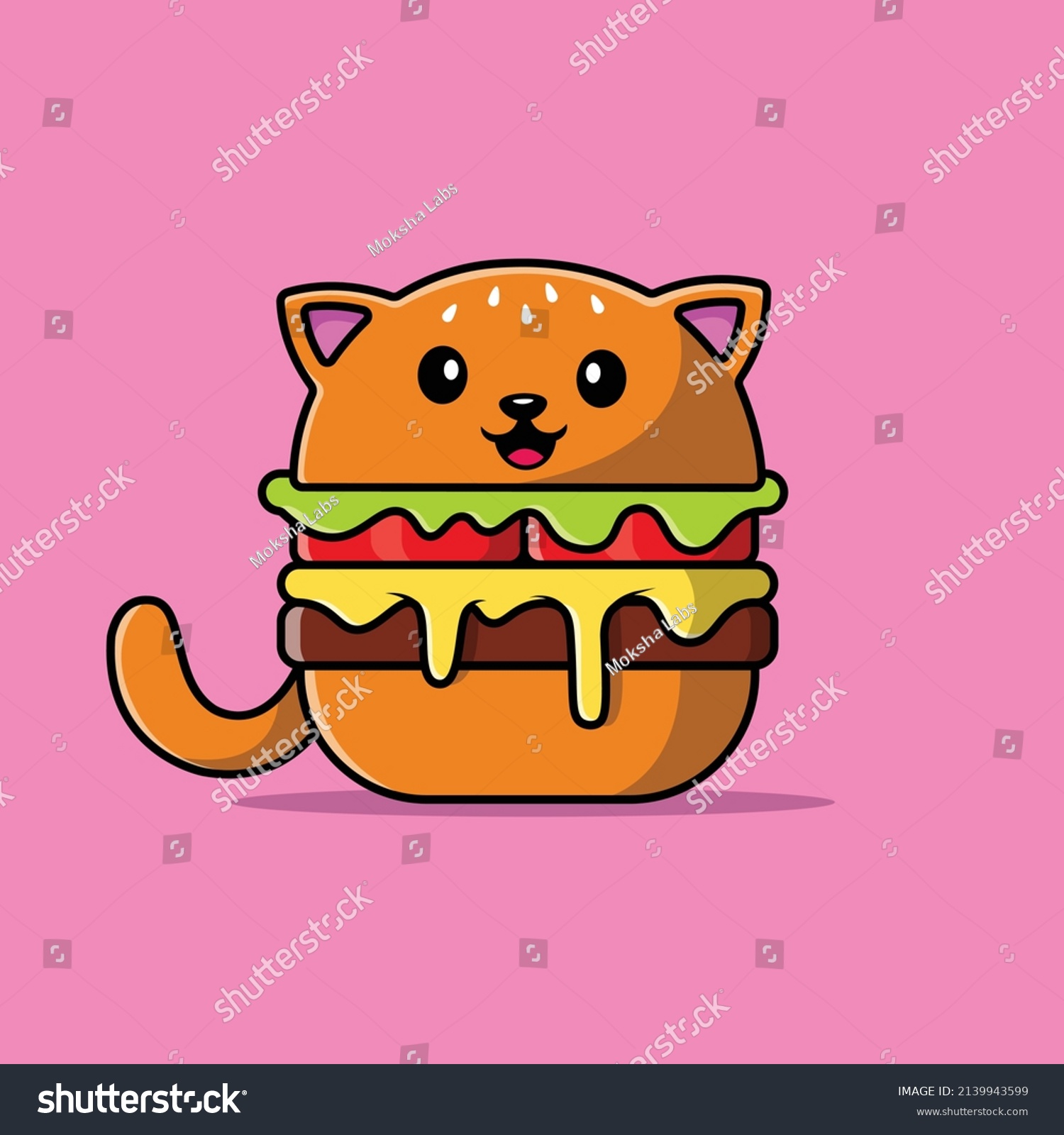 Cute Cat Burger Cartoon Vector Icon Stock Vector (Royalty Free ...