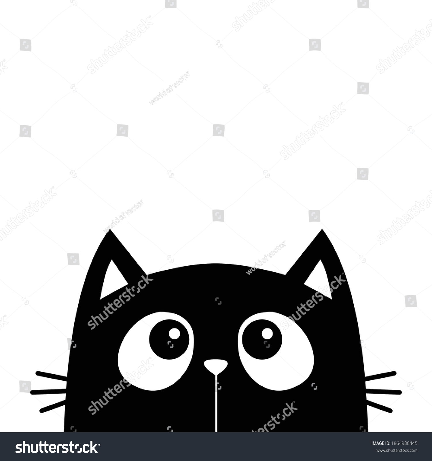 Cute Cat Face Head Silhouette Looking Stock Vector (Royalty Free ...