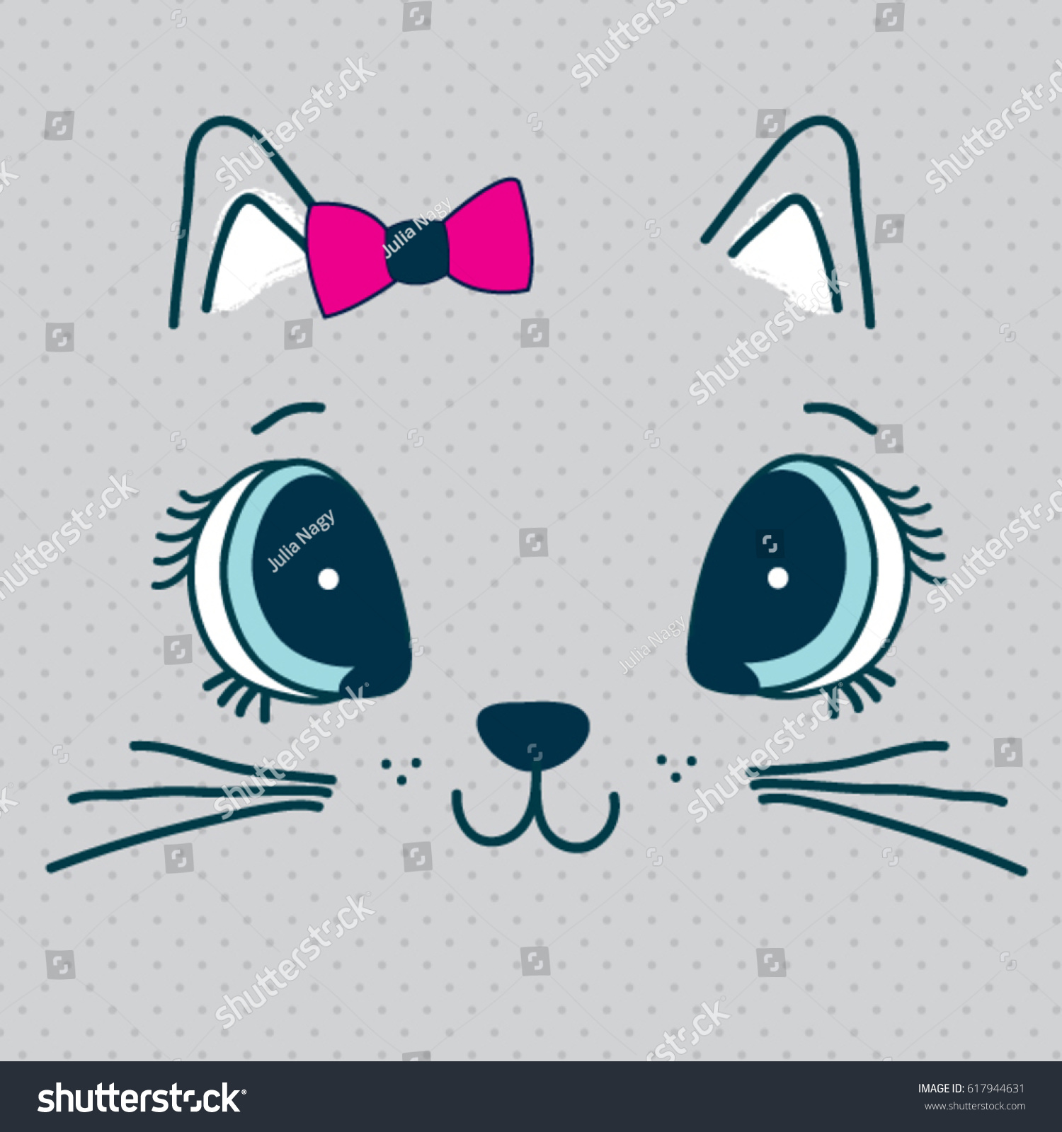 Cute Cat Face Tshirt Graphics Kids Stock Vector (Royalty Free ...