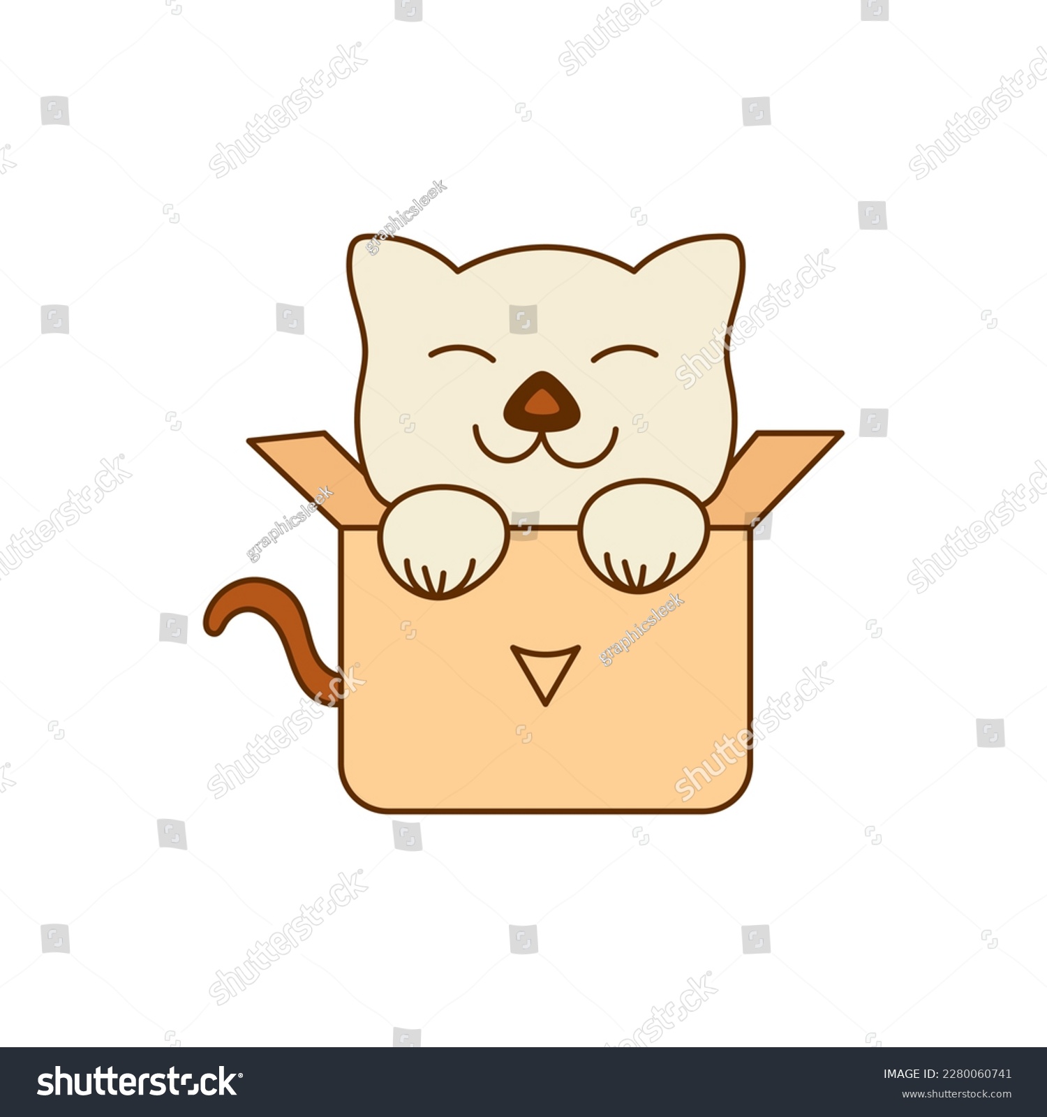 SVG of cute cat in box cartoon a sticker template of cat cartoon character svg