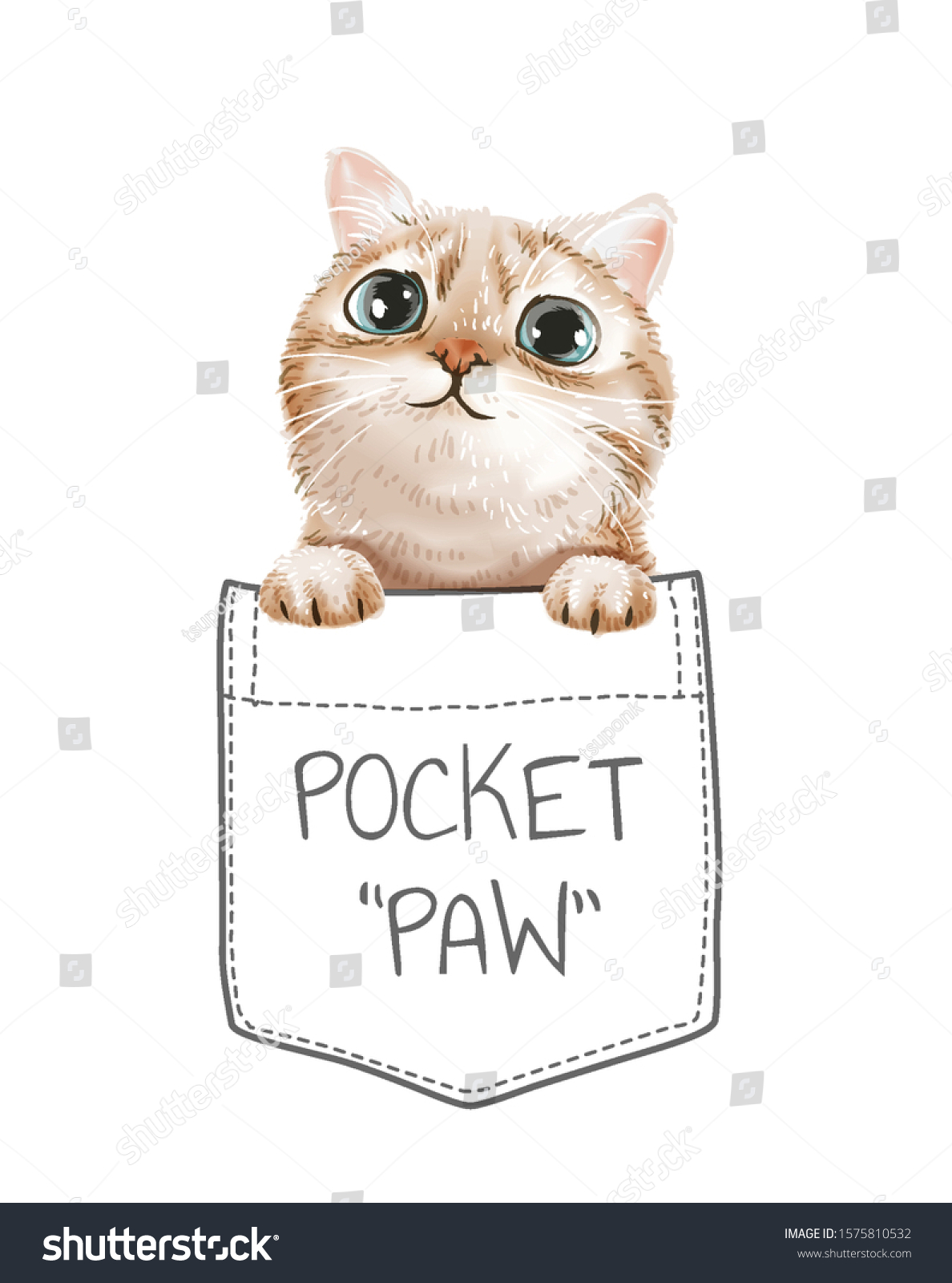 SVG of cute cat in shirt pocket cartoon illustration svg