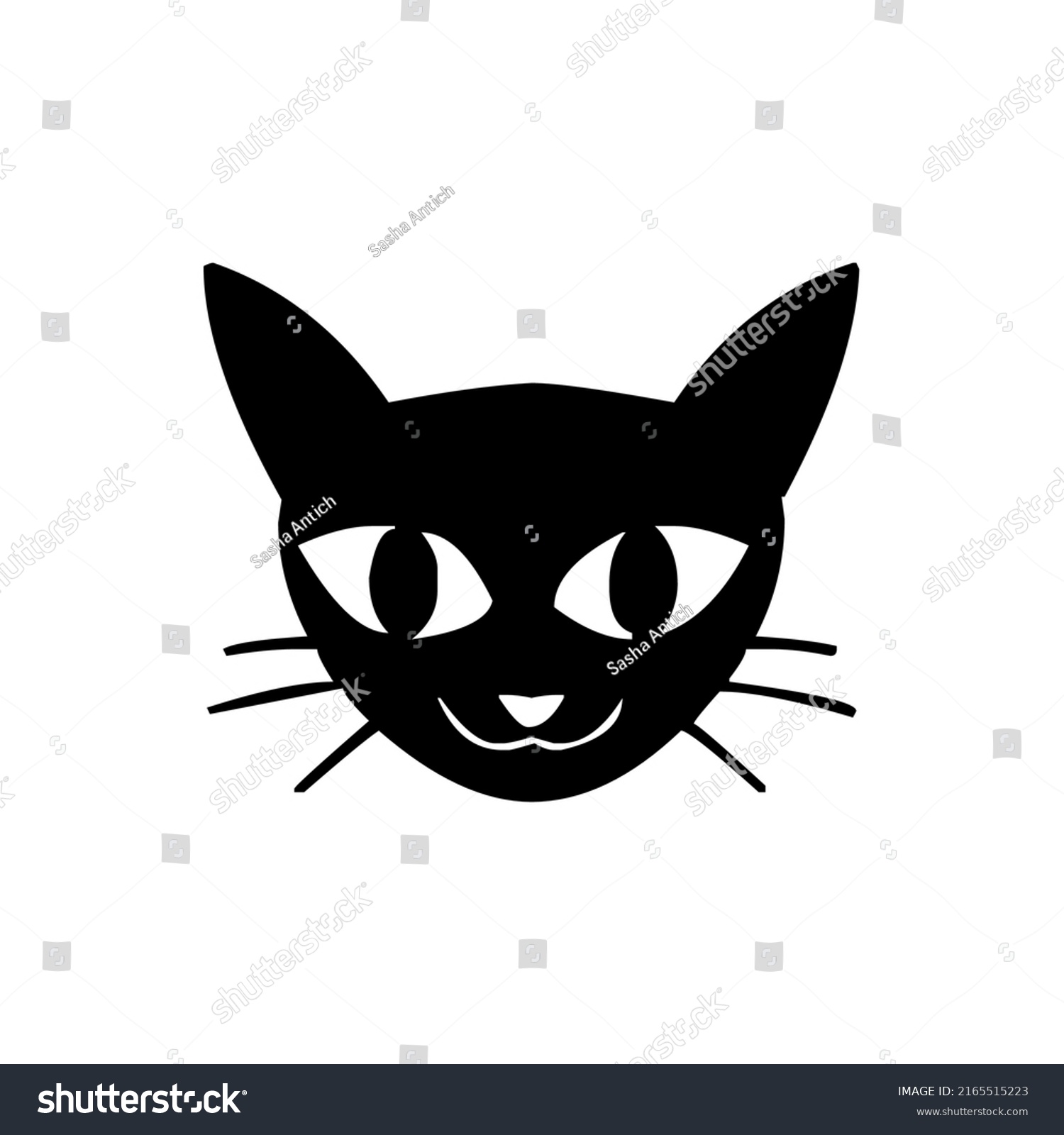 Cute Cat Kitten Face Domestic Animal Stock Vector Royalty Free   Stock Vector Cute Cat Kitten Face Domestic Animal Pet Design Graphic Vector Illustration In Black And 2165515223 