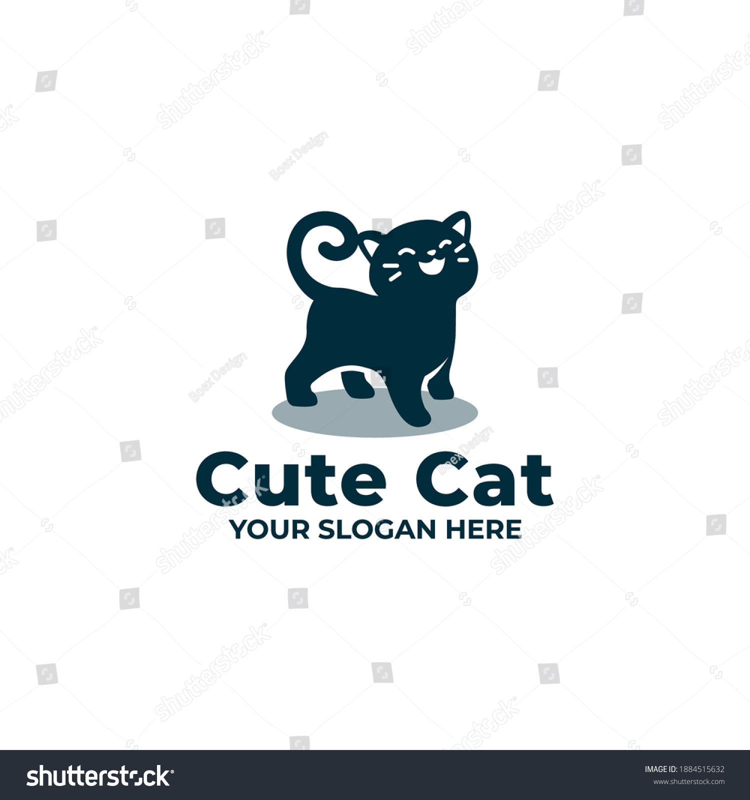 Cute Cat Logo Mascot Design Stock Vector (Royalty Free) 1884515632 ...