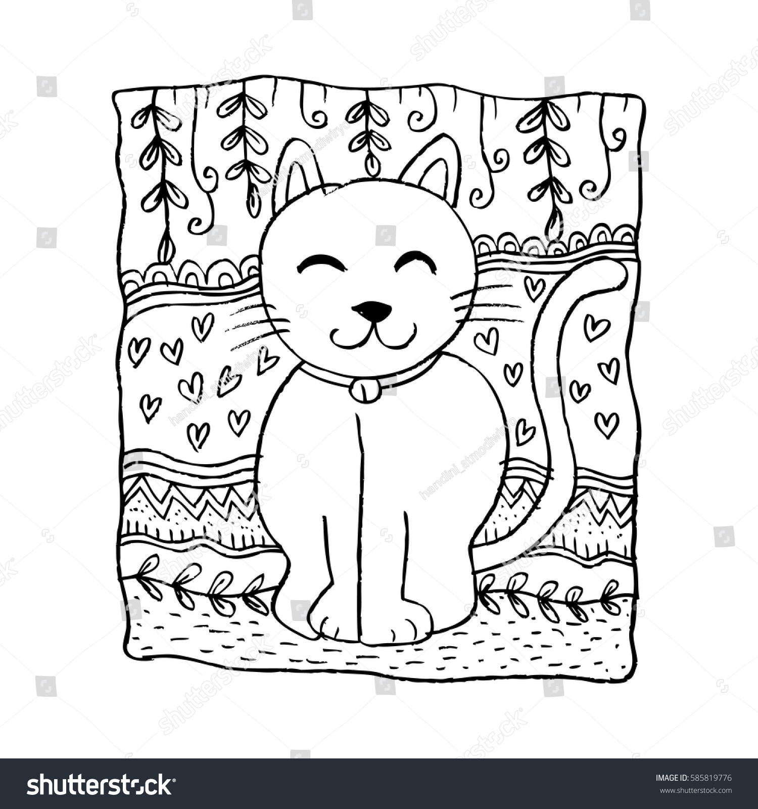 Cute Cat Sitting Cartoon Style Stock Vector (Royalty Free) 585819776