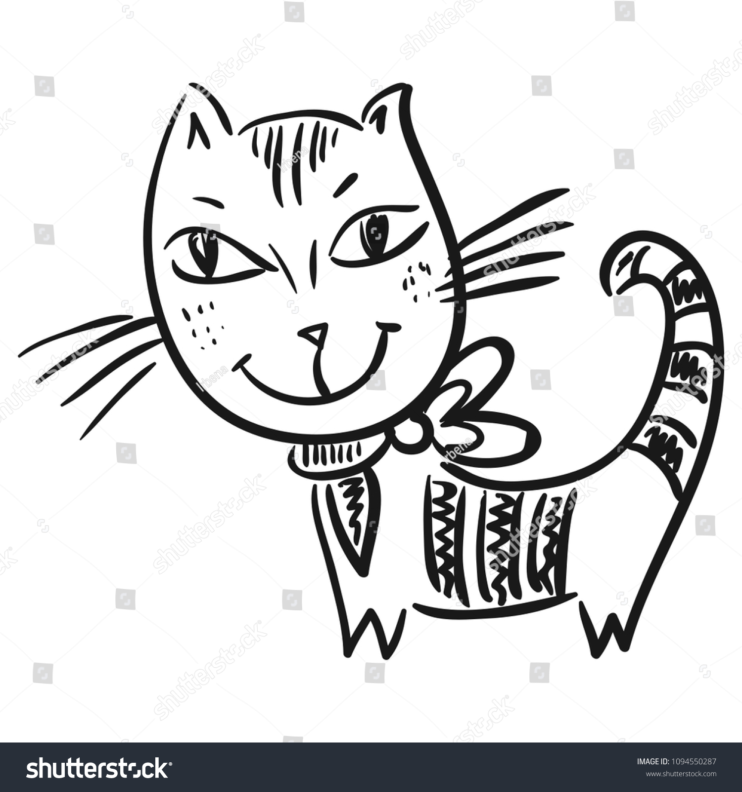 Cute Cat Sketch Vector Illustration: vector de stock (libre de regalías