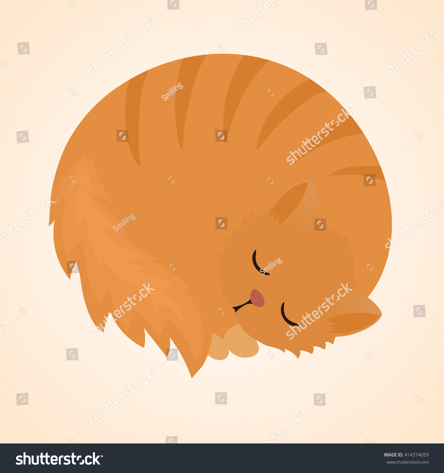 Cute Cat Sleeping On Bed Cartoon Stock Vector (Royalty Free) 414374059