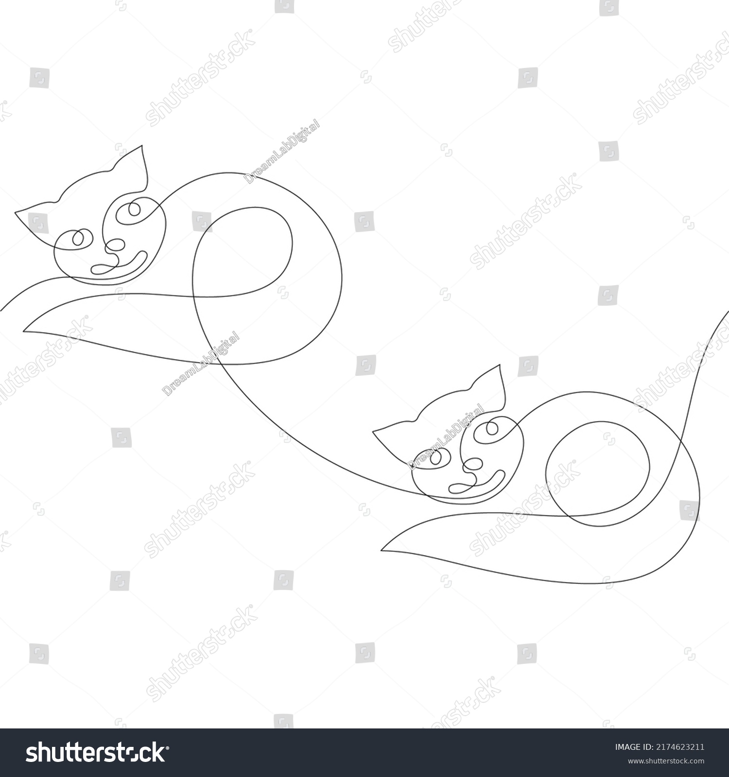 SVG of Cute cats seamless one line continuous drawing for sewing, stitching, quilting. Children textile craft pattern. svg