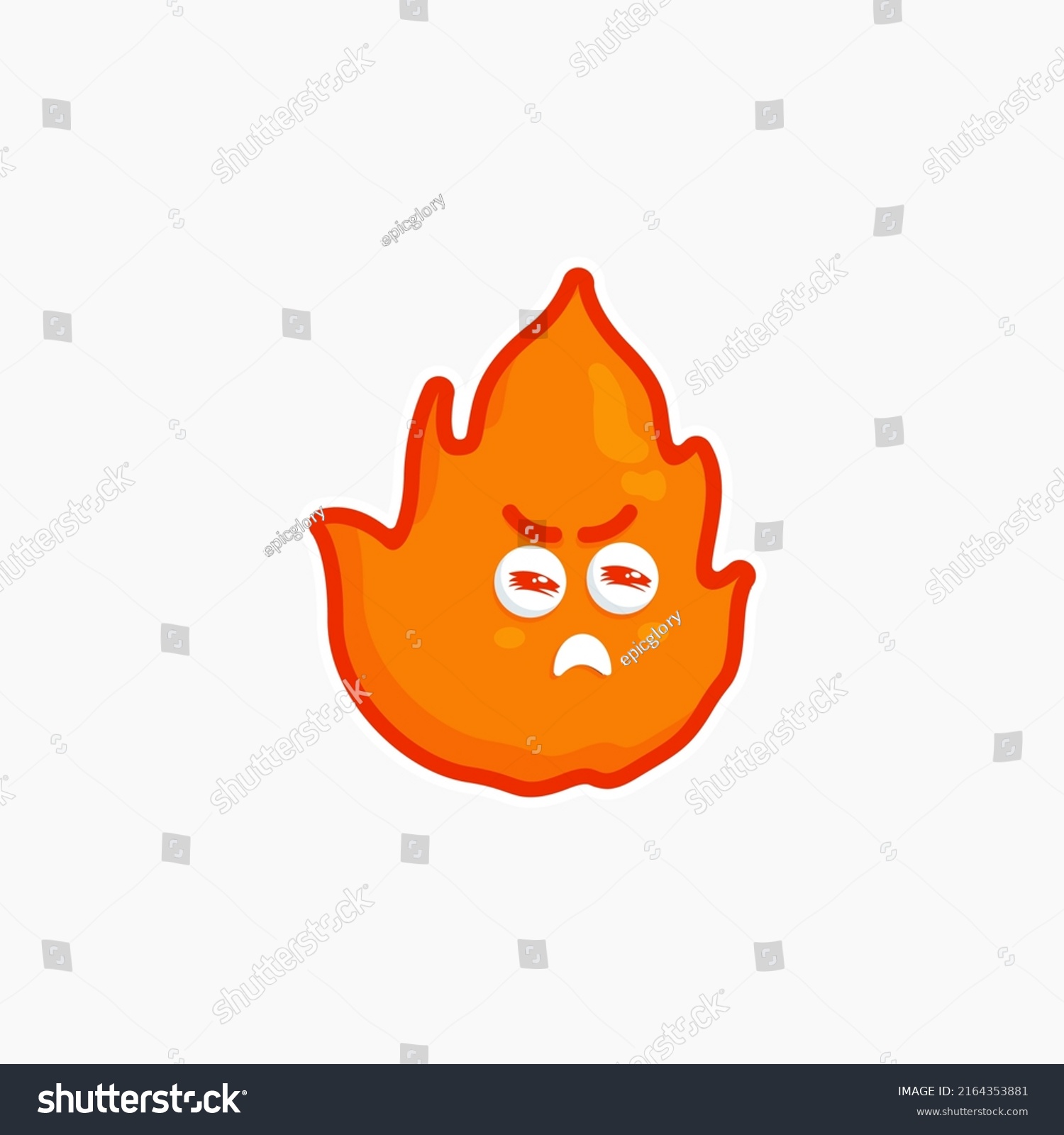 Cute Character Fire Cute Sticker Design Stock Vector Royalty Free