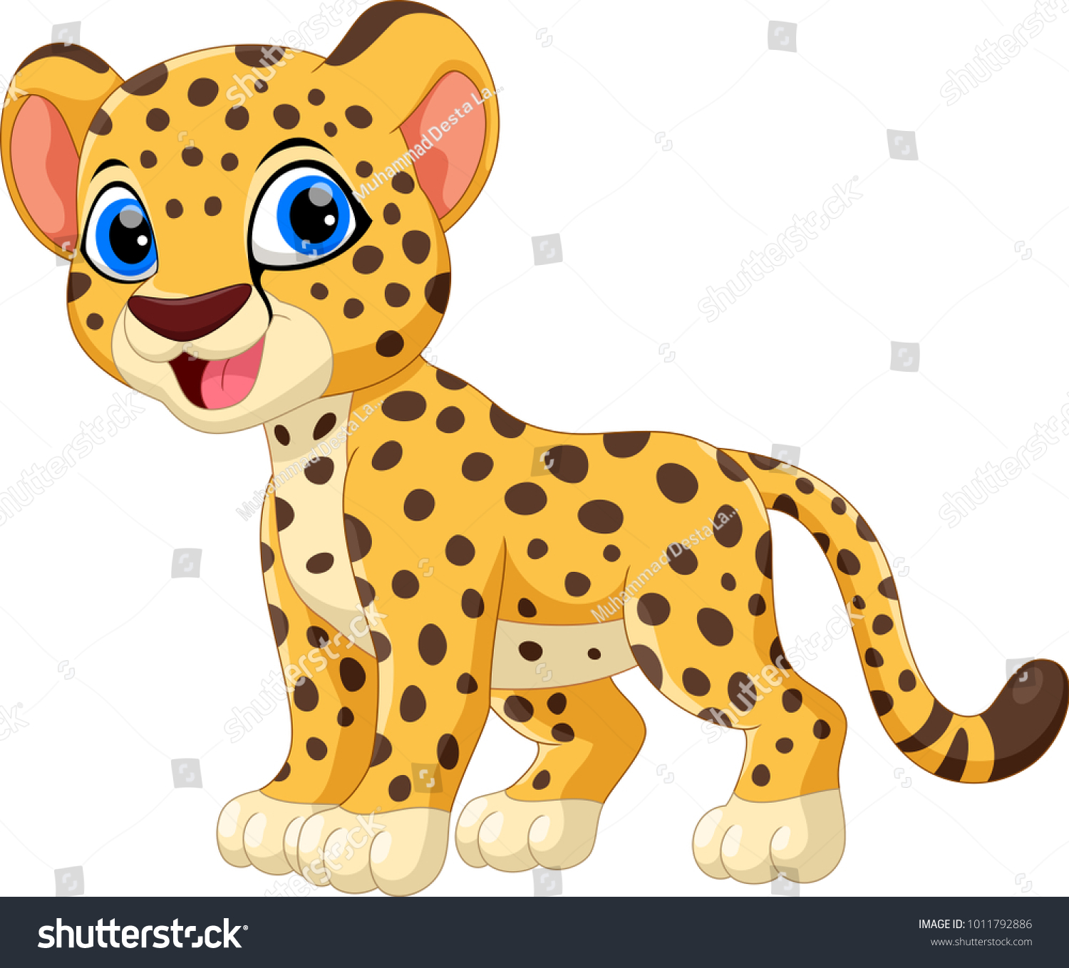 Cute Cheetah Cartoon Isolated On White Stock Vector (Royalty Free ...