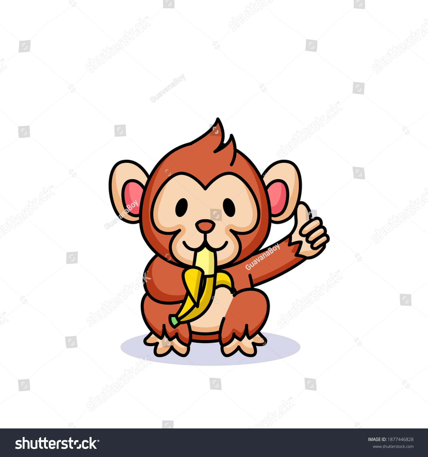 Cute Chibi Kawaii Baby Monkey Banana: Vector Có Sẵn (Miễn Phí Bản Quyền)  1877446828 | Shutterstock