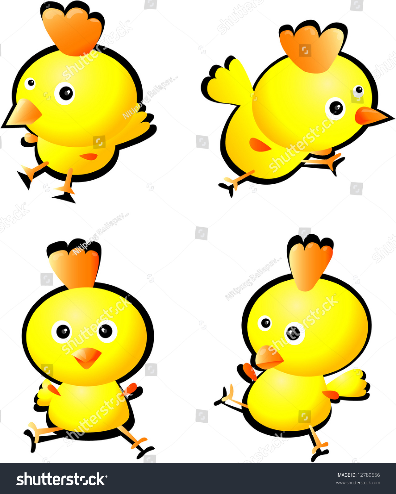 Cute Chicken Cartoon Stock Vector 12789556 - Shutterstock