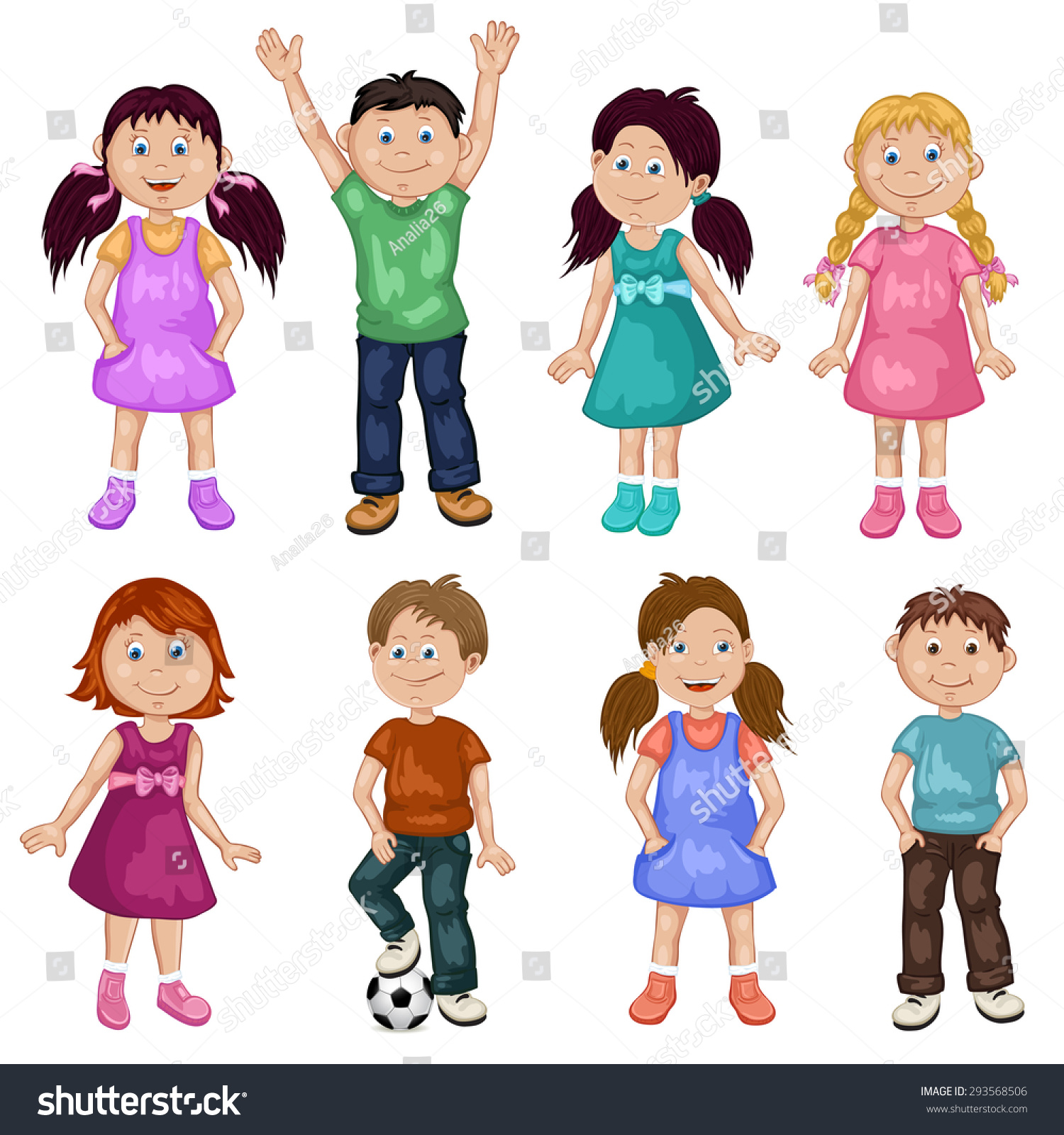 Cute Children Cartoon Collection Stock Vector Illustration 293568506 ...
