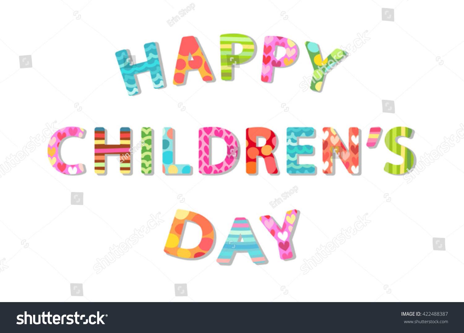 Cute Childrens Day Banner Colorful Letters Stock Vector 