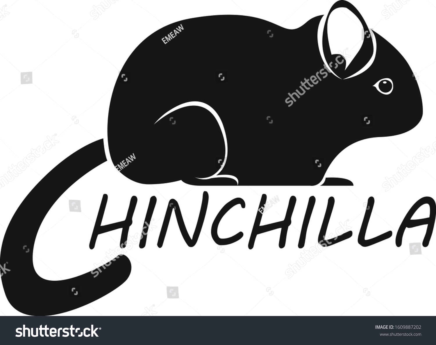 Cute Chinchilla Black Logo By Font のベクター画像素材 ロイヤリティフリー