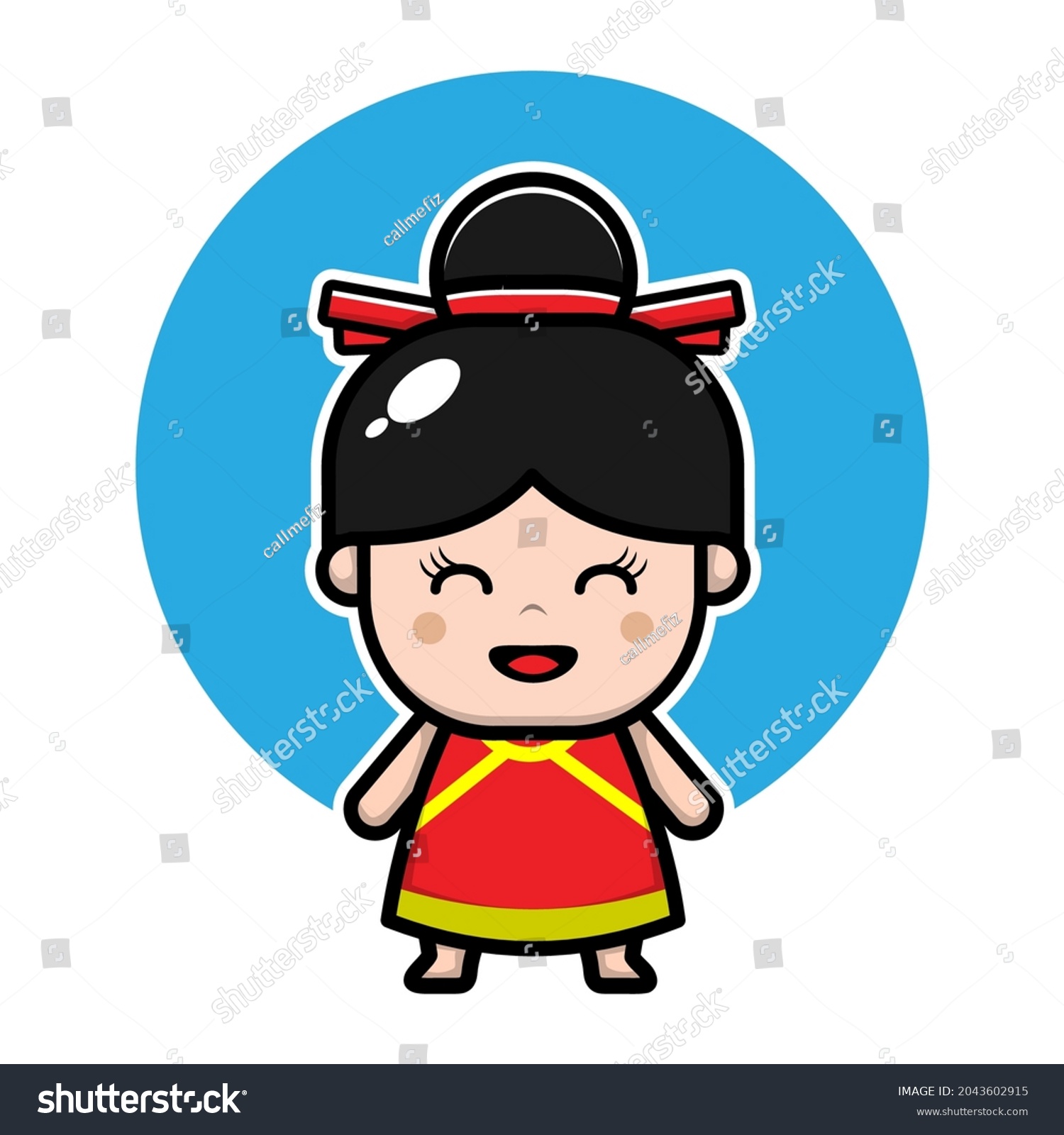 Cute Chinese Girl Cartoon Character Stock Vector (Royalty Free ...