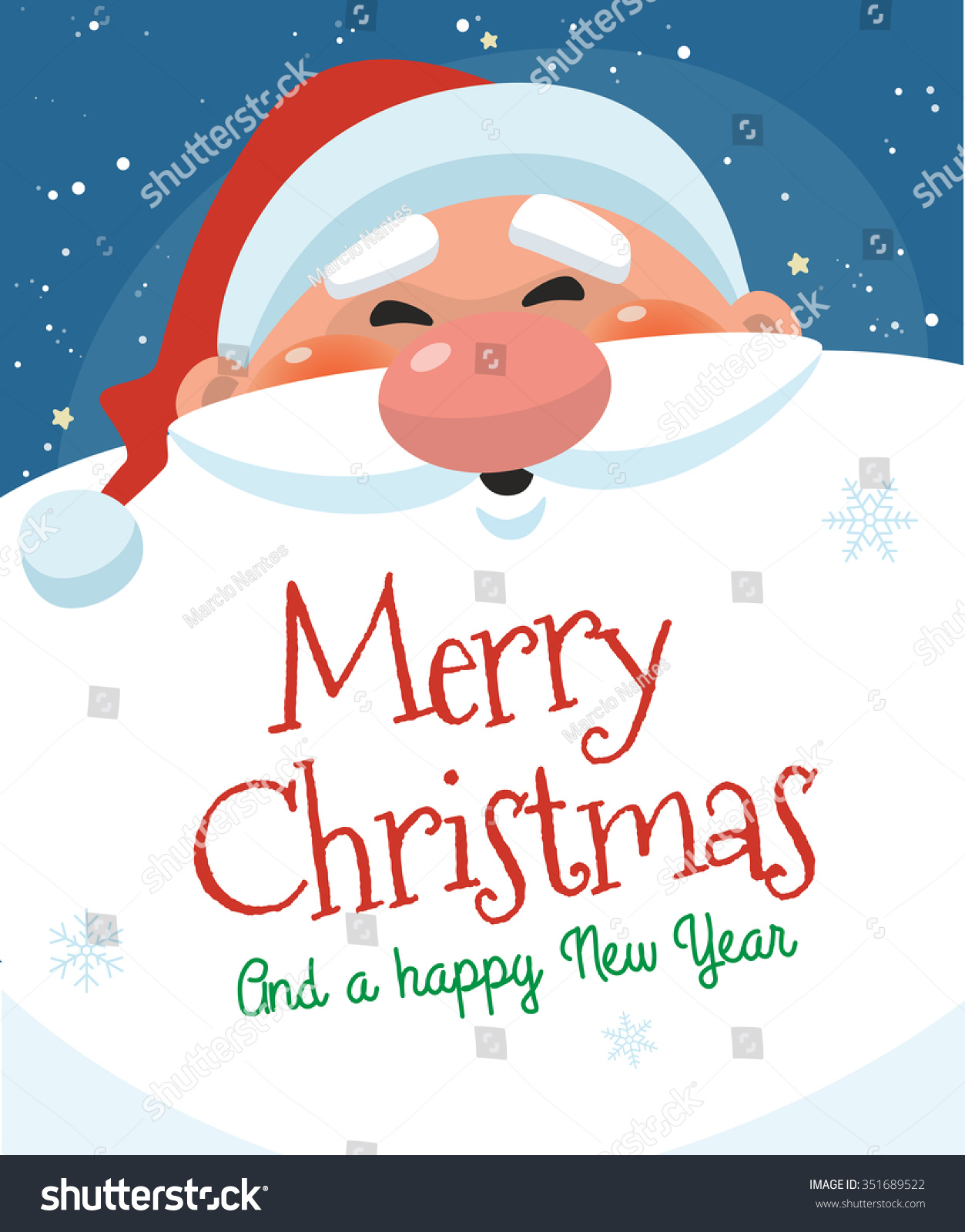 Cute Christmas Card Santa Claus Message Stock Vector (Royalty Free ...