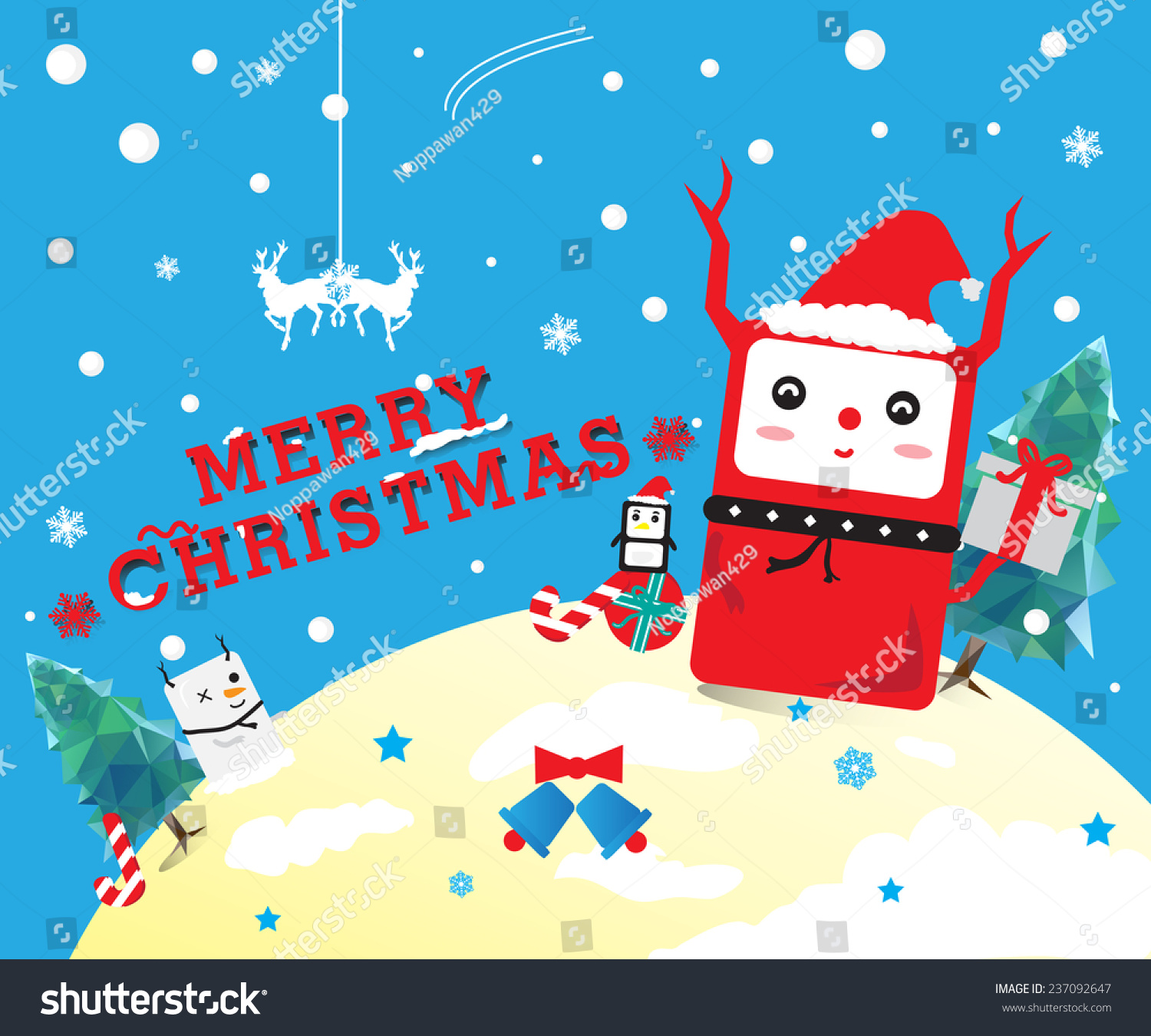 Cute Christmas Cartoon Stock Vector Illustration 237092647 : Shutterstock