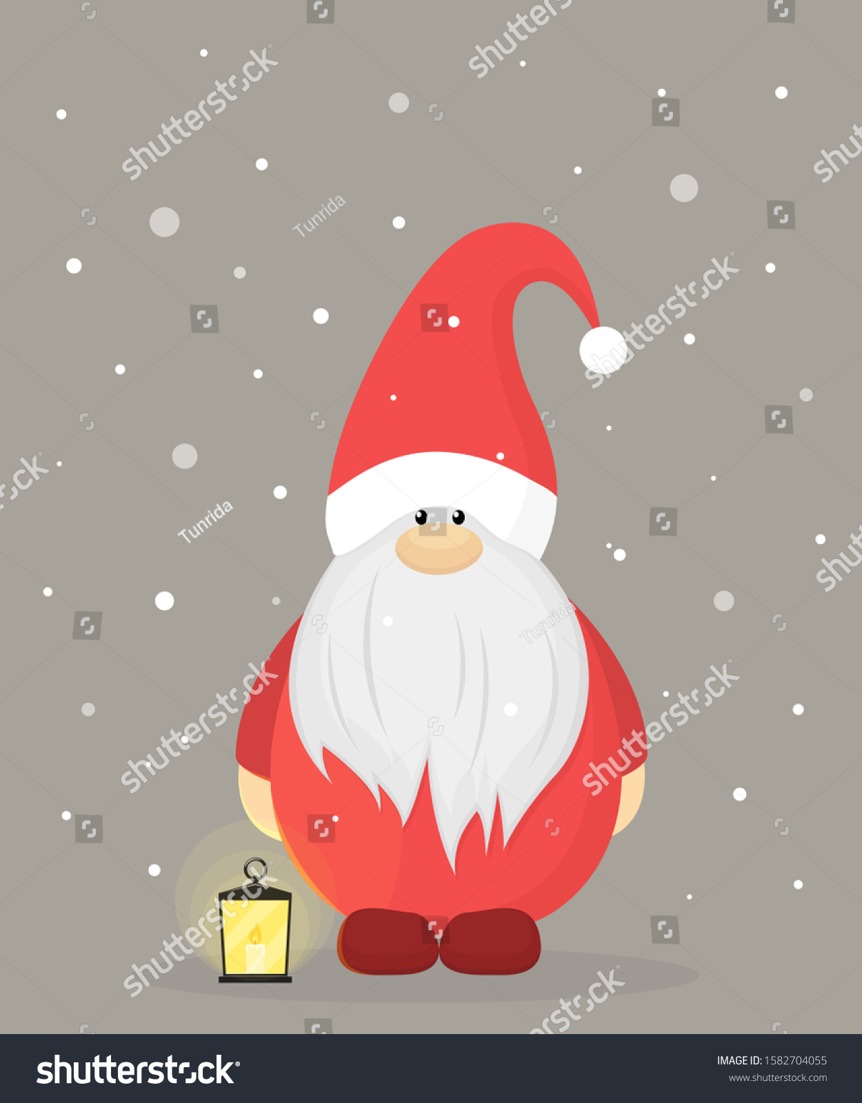 Download Cute Christmas Gnome Red Costume Lantern Stock Vector Royalty Free 1582704055 PSD Mockup Templates