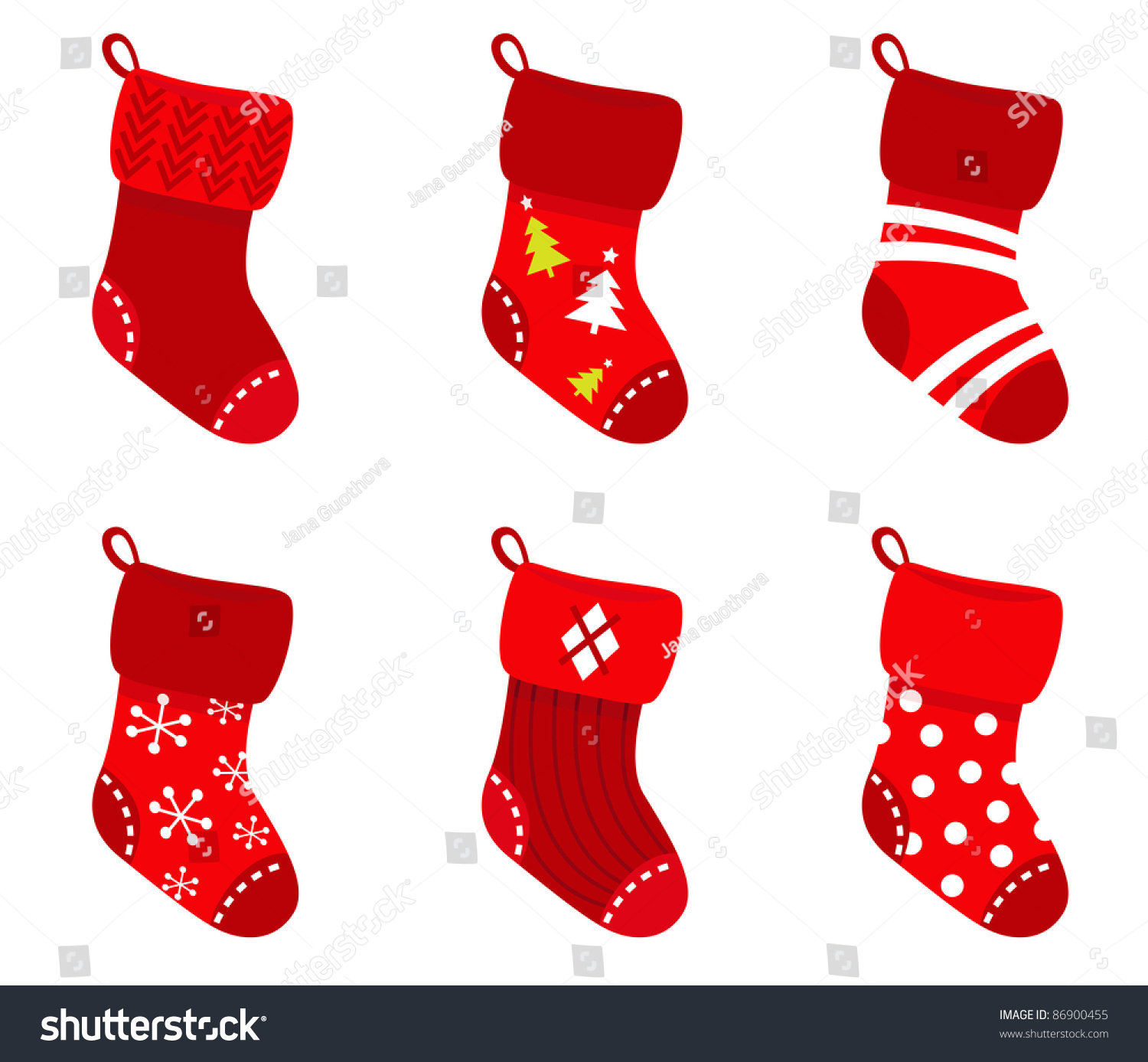 Cute Christmas Socks Set Vector Cartoon Stock Vector (Royalty Free ...