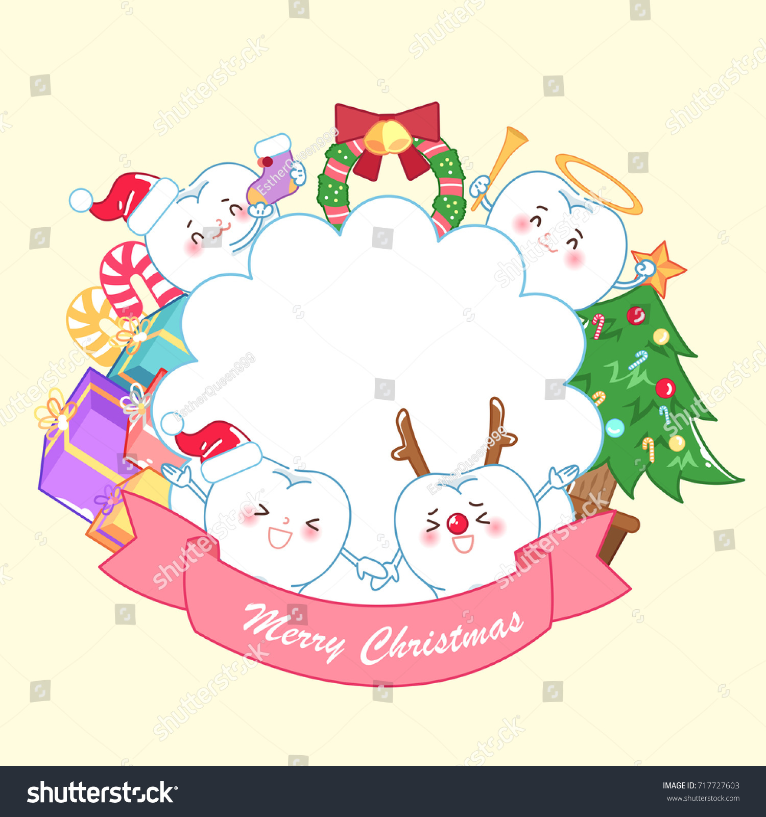 Cute Christmas Teeth Stock Vector 717727603 - Shutterstock