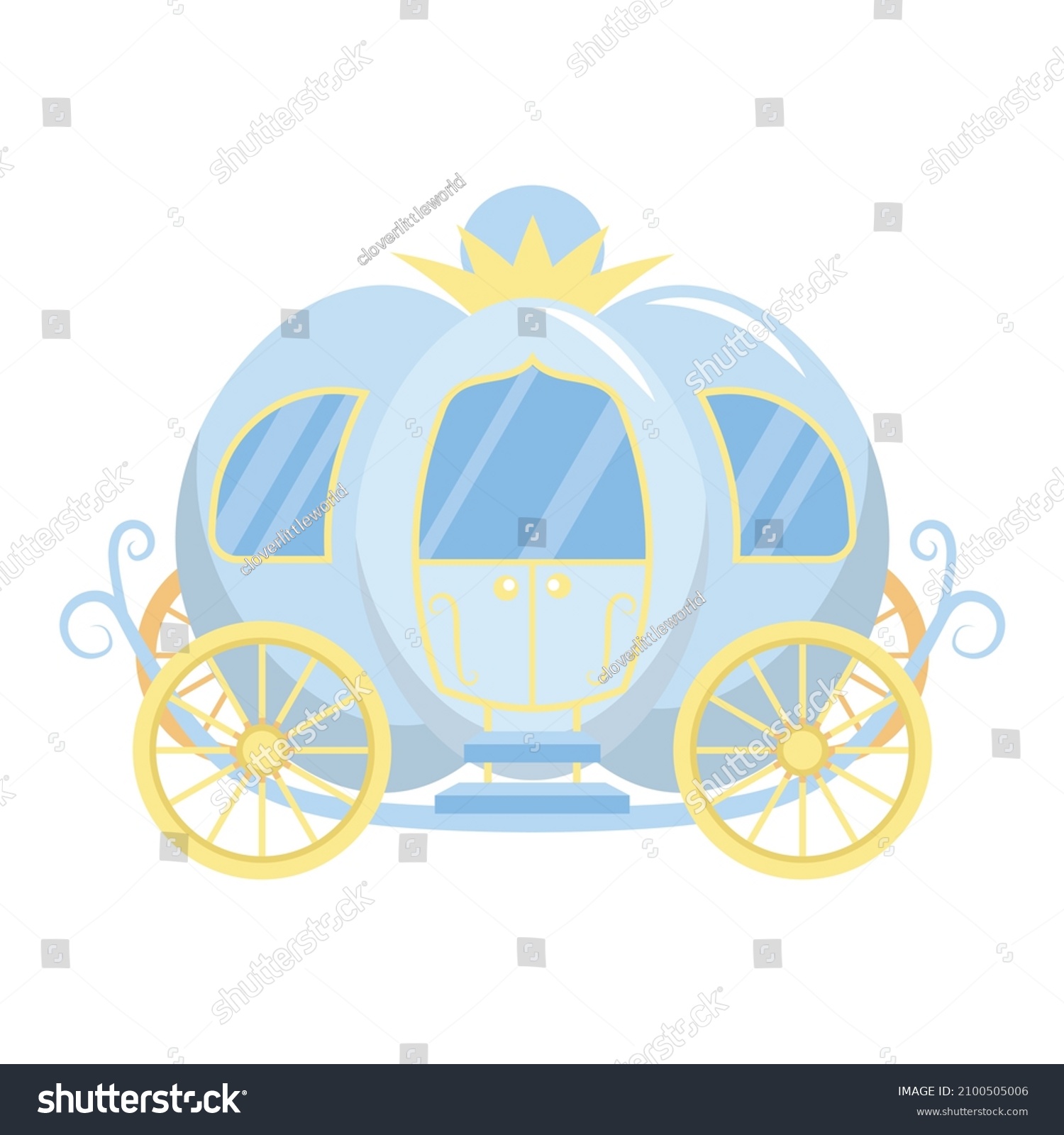 SVG of Cute Cinderella princess carriage clipart. Flat vector cartoon design svg