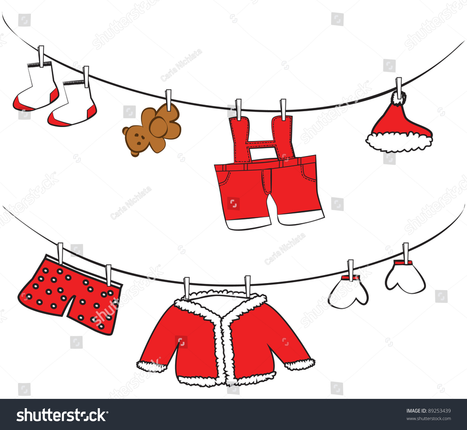 Cute Clothes Hanging Vector Stock Vector (Royalty Free) 89253439 ...