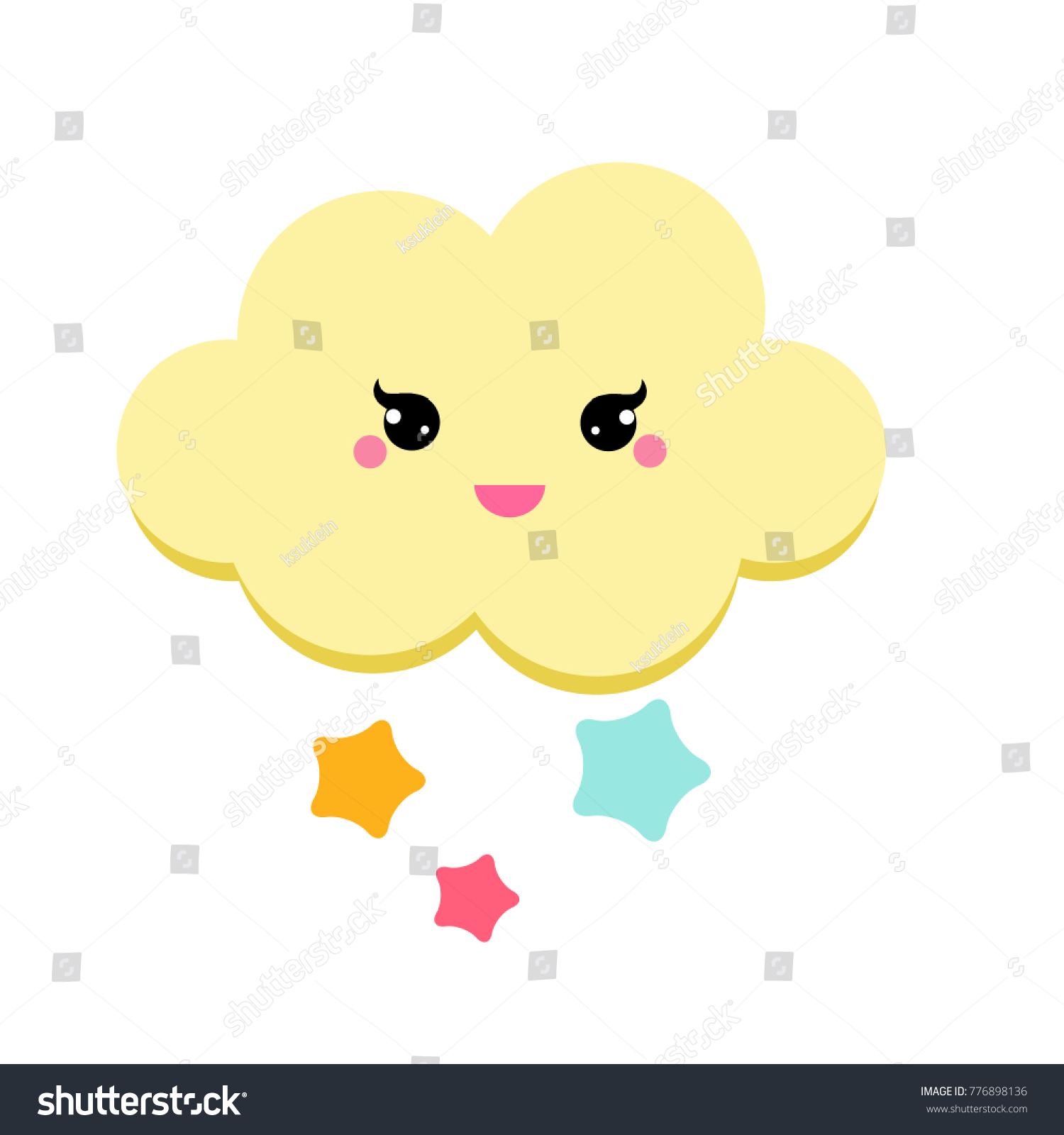 Cute Cloud Starfall Vector Illustration Kids Stock Vector (Royalty Free ...