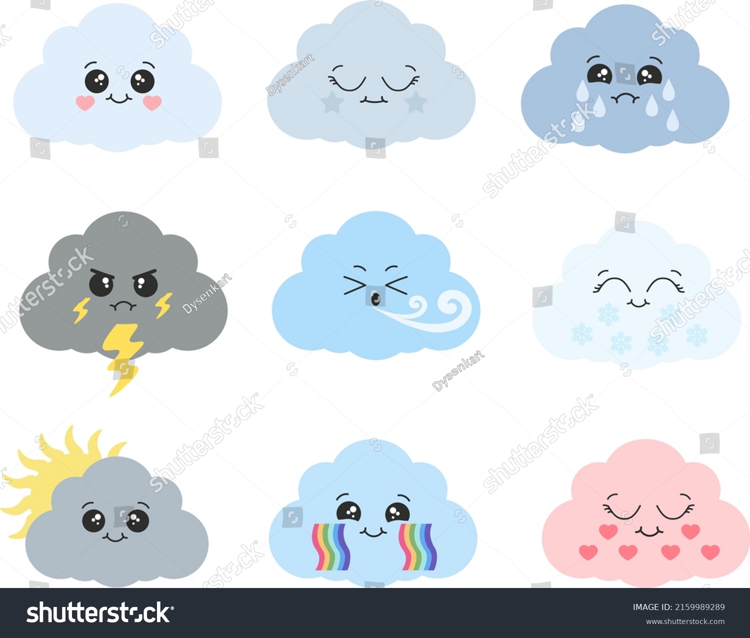 Cute Clouds Vector Illustration Kids Isolated Stock Vector (Royalty ...