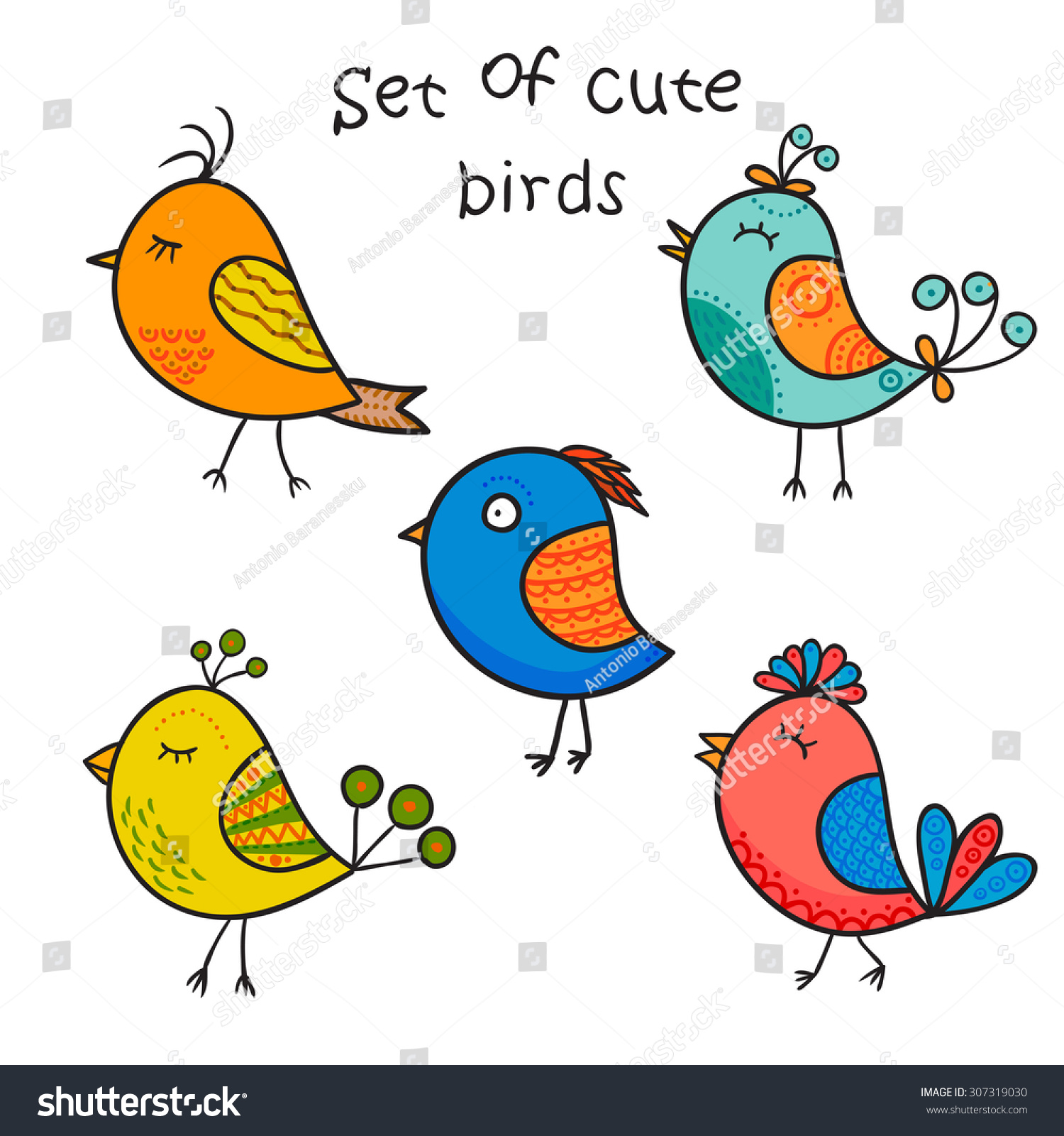 COVASA Mens Summer ShortsCartoon Style Funny Avian Animals Design with Colorfu