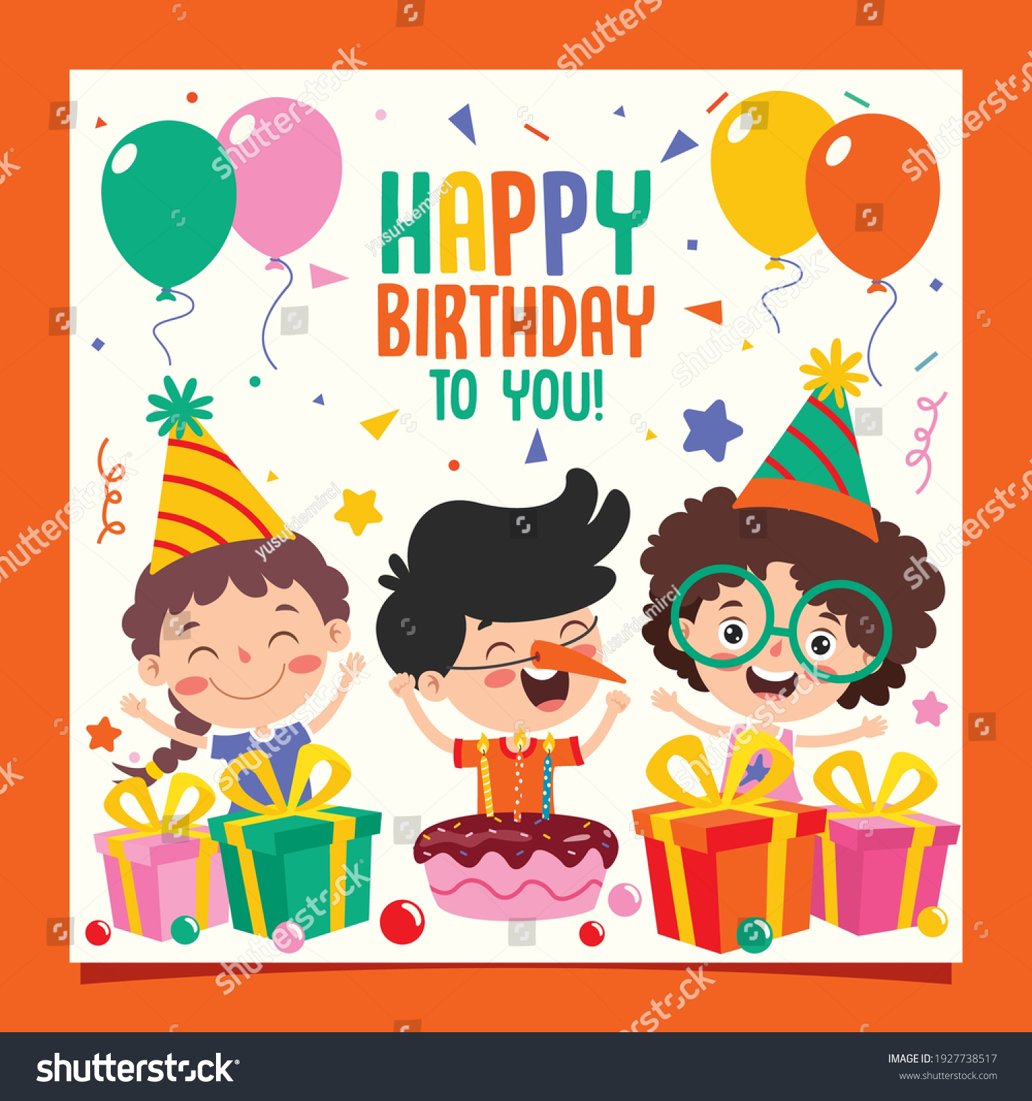 Kids birthday party cartoon Images, Stock Photos & Vectors | Shutterstock