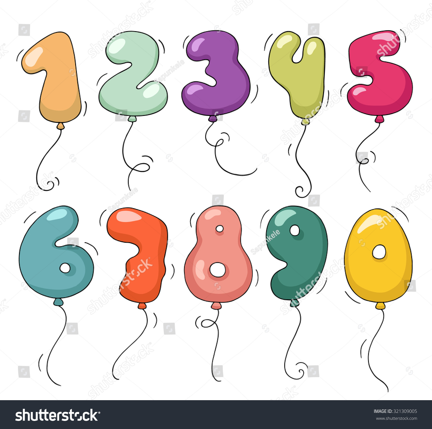 Cute Colorful Bubble Shaped Numbers Set Stock Vector 321309005 ...