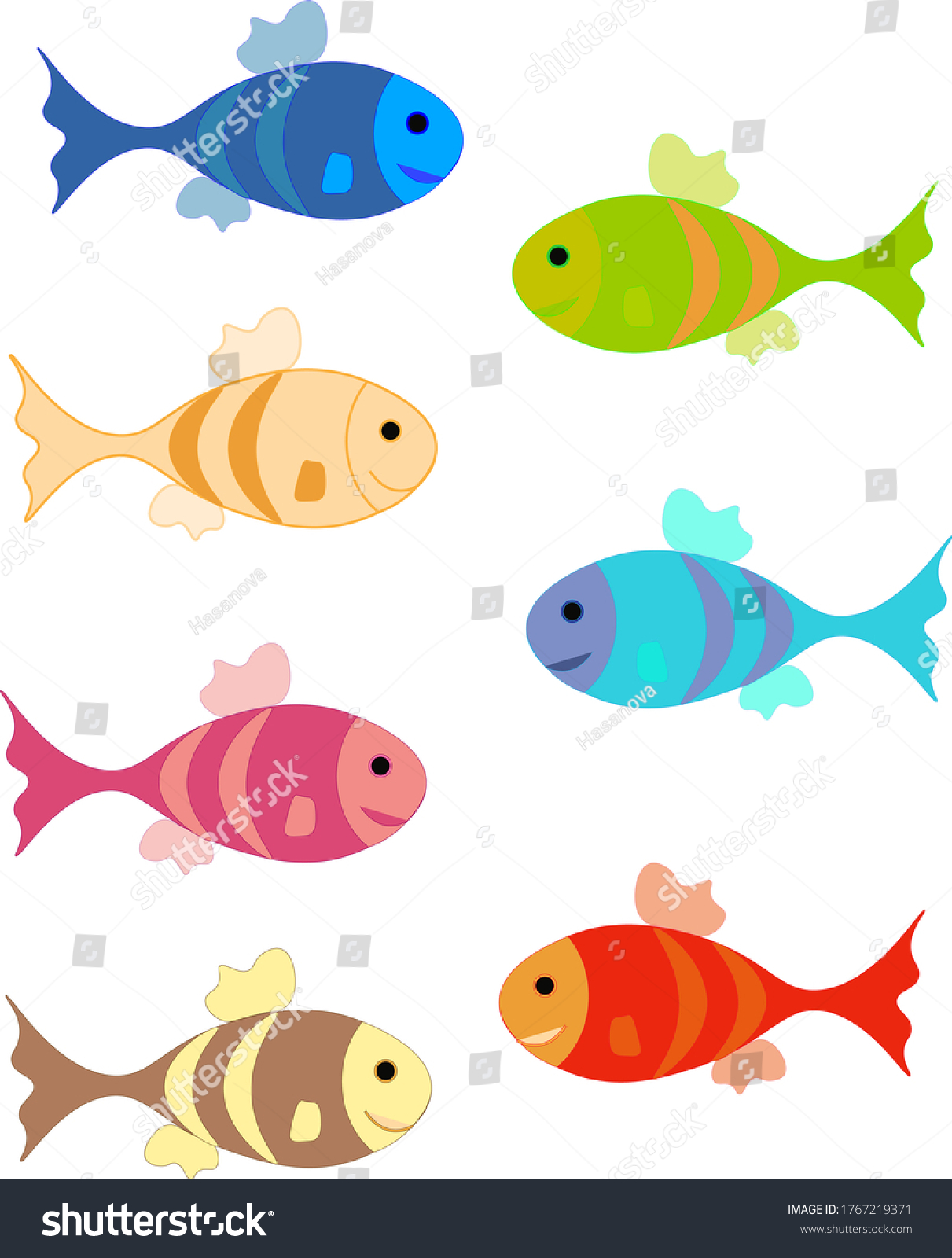 Cute Colorful Cartoon Fish Set Stock Vector (Royalty Free) 1767219371 ...