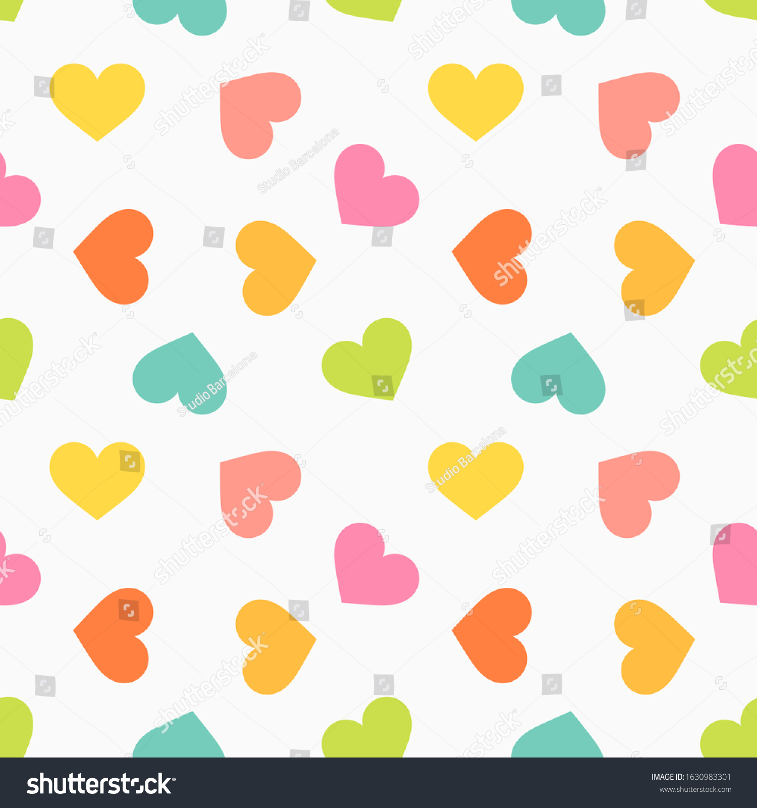 Cute Colorful Hearts Seamless Texture Pattern Stock Vector (Royalty ...