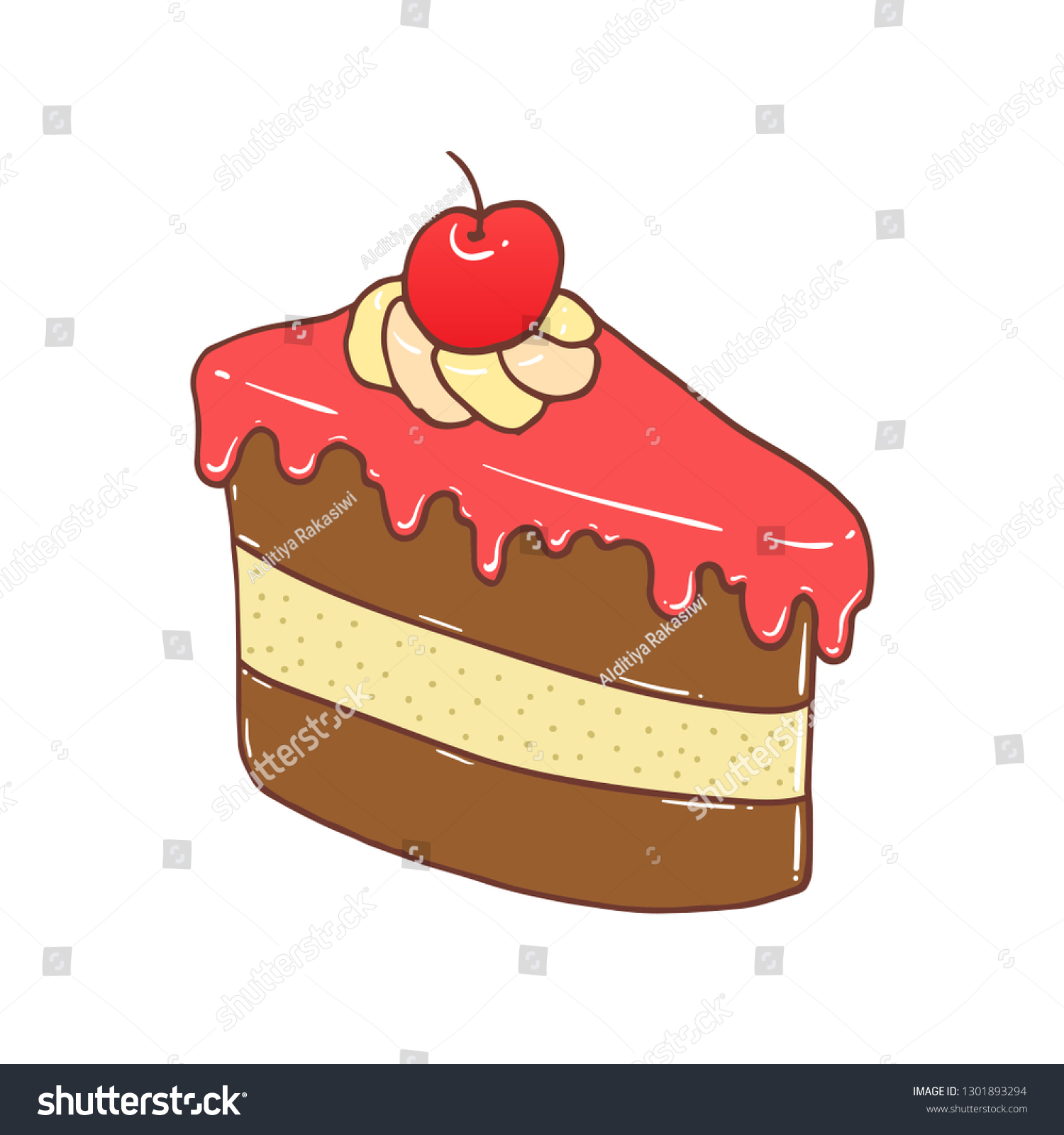 Cute Colorful Shortcake Illustration Hand Drawn Stock Vector (Royalty ...