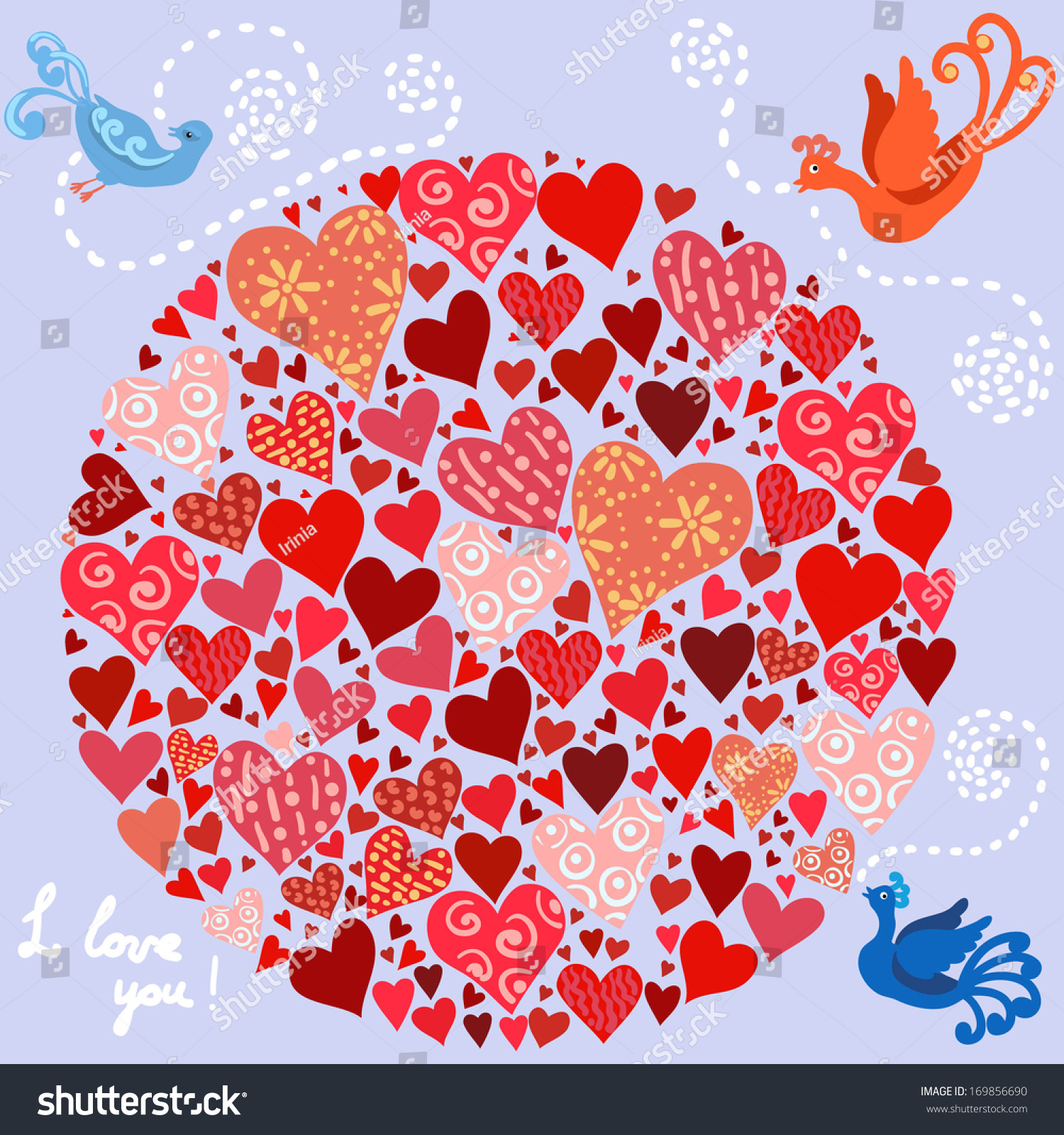 Cute Composition Hearts Arranged In A Circle, Different Colors And Cute Composition Hearts Arranged In A Circle, Different Colors And