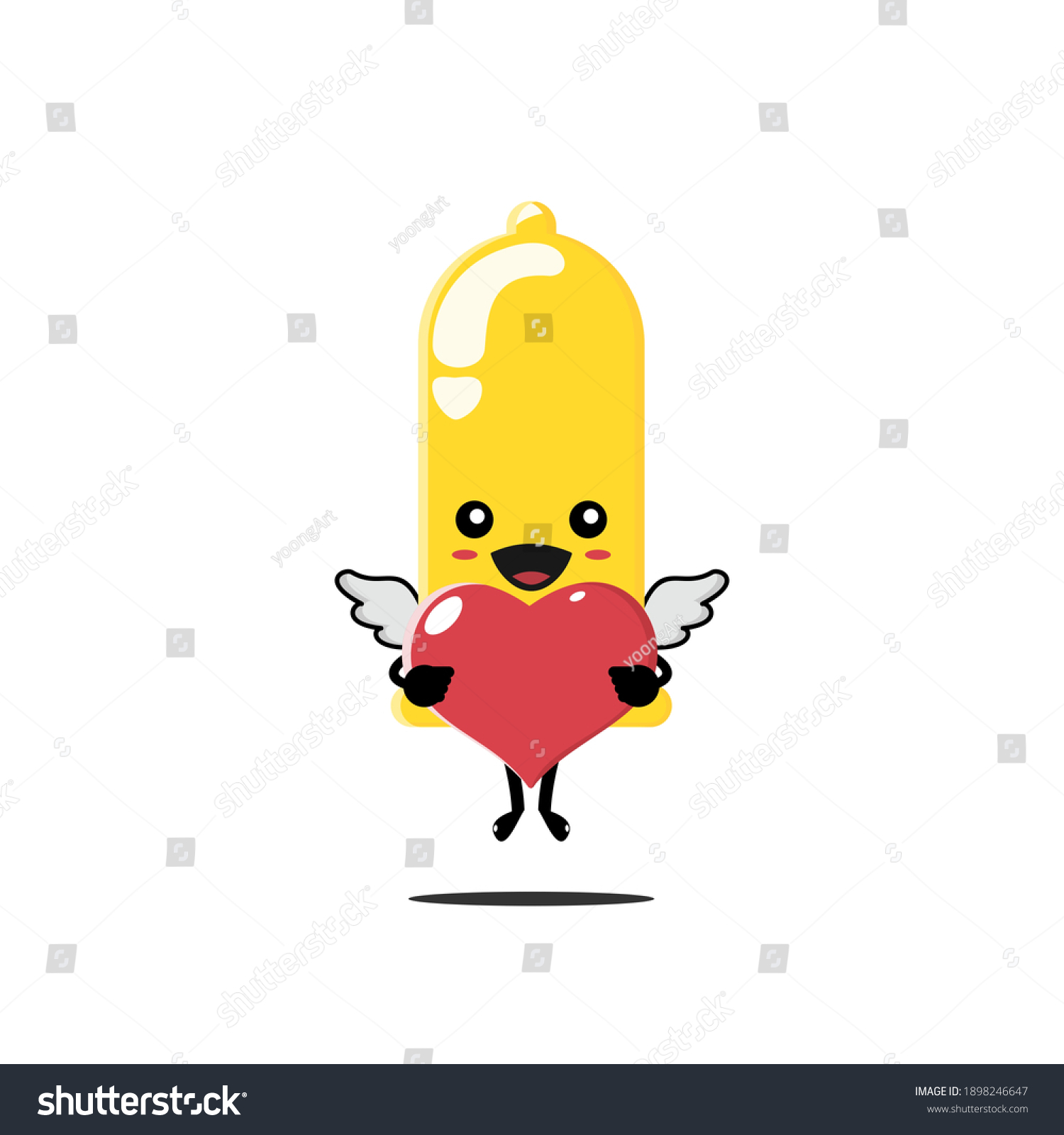 Cute Condom Cartoon Mascot Happy Expression Stock Vector Royalty Free