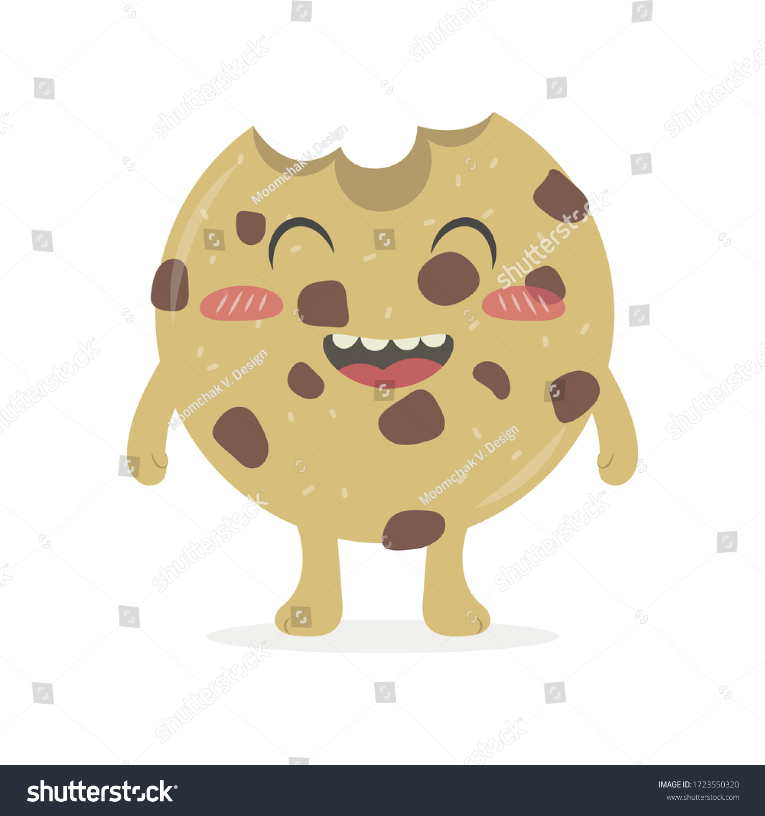 SVG of Cute cookie vector cartoon isolated on white background. Happy sweet chocolate chip cookie pastel vector cartoon.  svg