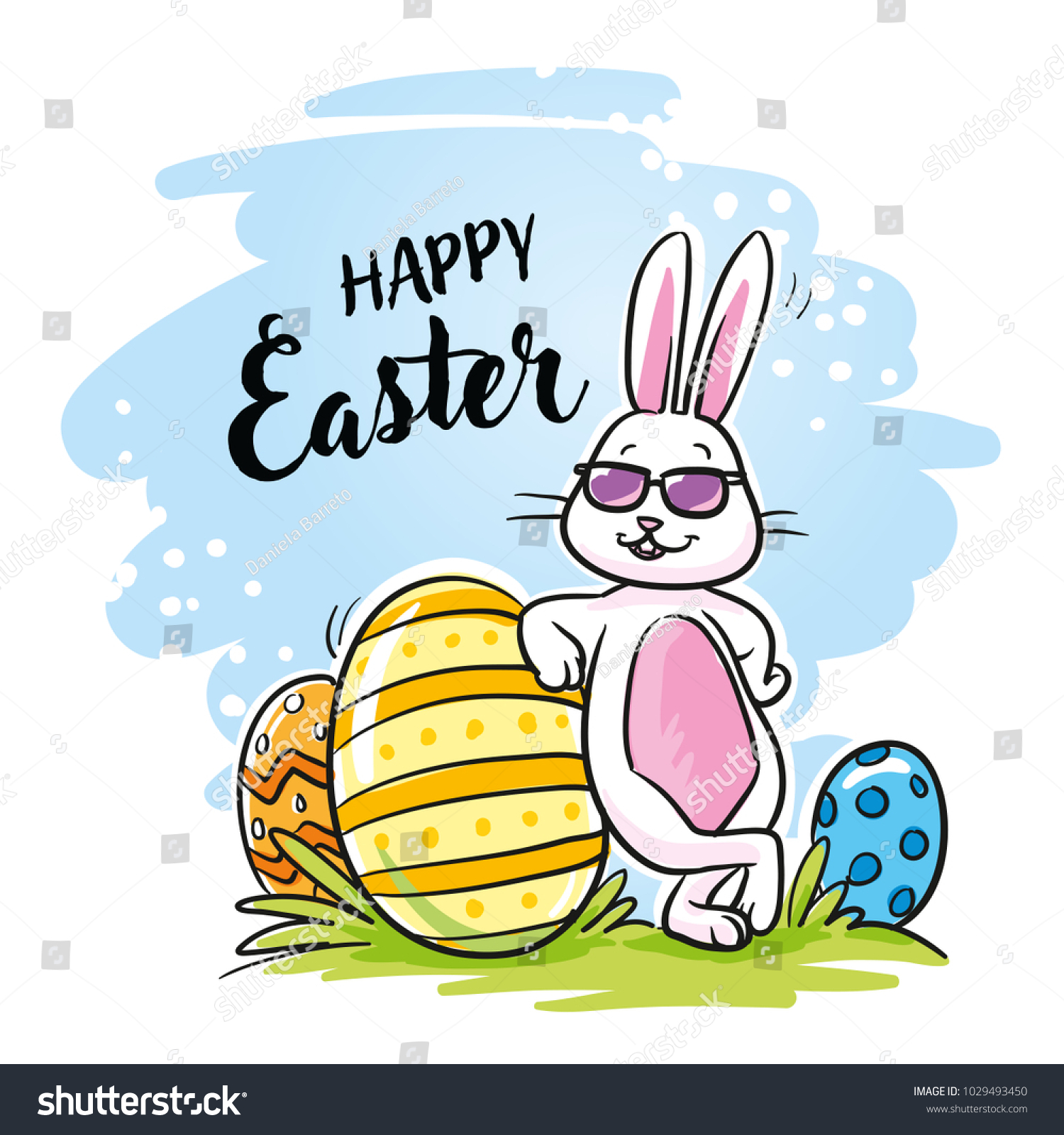 Cute Cool Easter Bunny Sunglasses Easter Stock Vector (Royalty Free) 1029493450