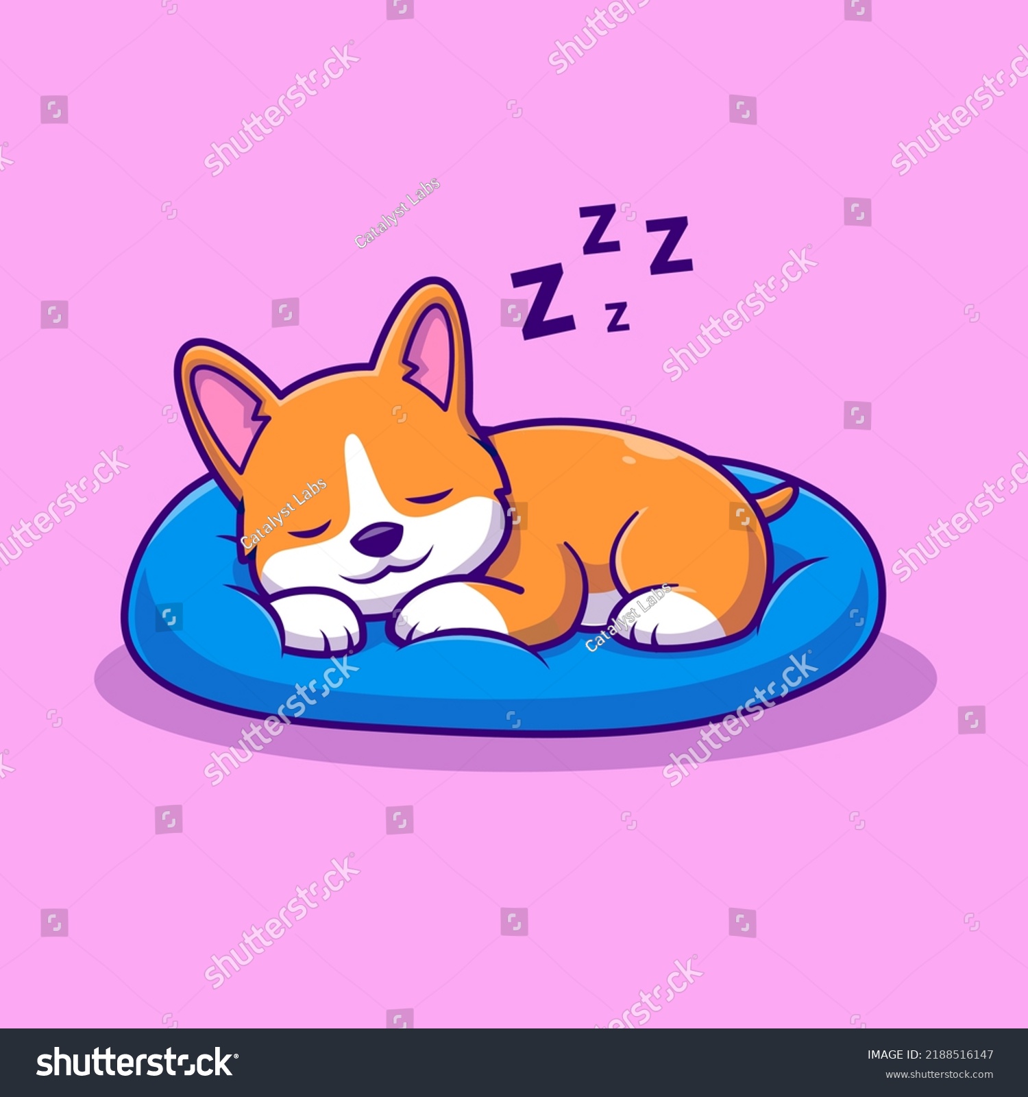 SVG of Cute Corgi Dog Sleeping On Pillow Cartoon Vector Icon Illustration. Animal Nature Icon Concept Isolated Premium Vector. Flat Cartoon Style svg