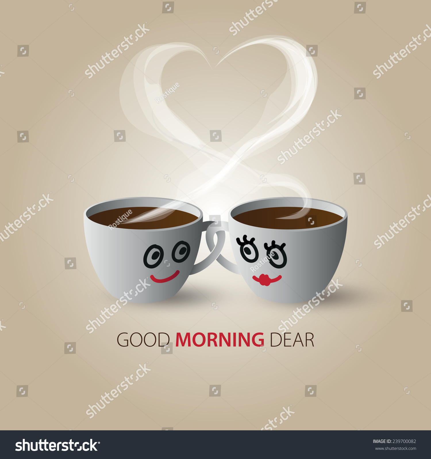 Cute Couple Love Coffee Cups Inscription Stock Vector 239700082 ...