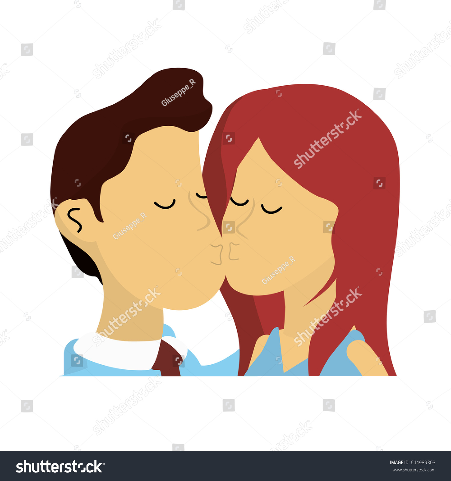 Cute Couple Kissing Romantic Scene Vector De Stock Libre De Regalías 644989303 Shutterstock 2388
