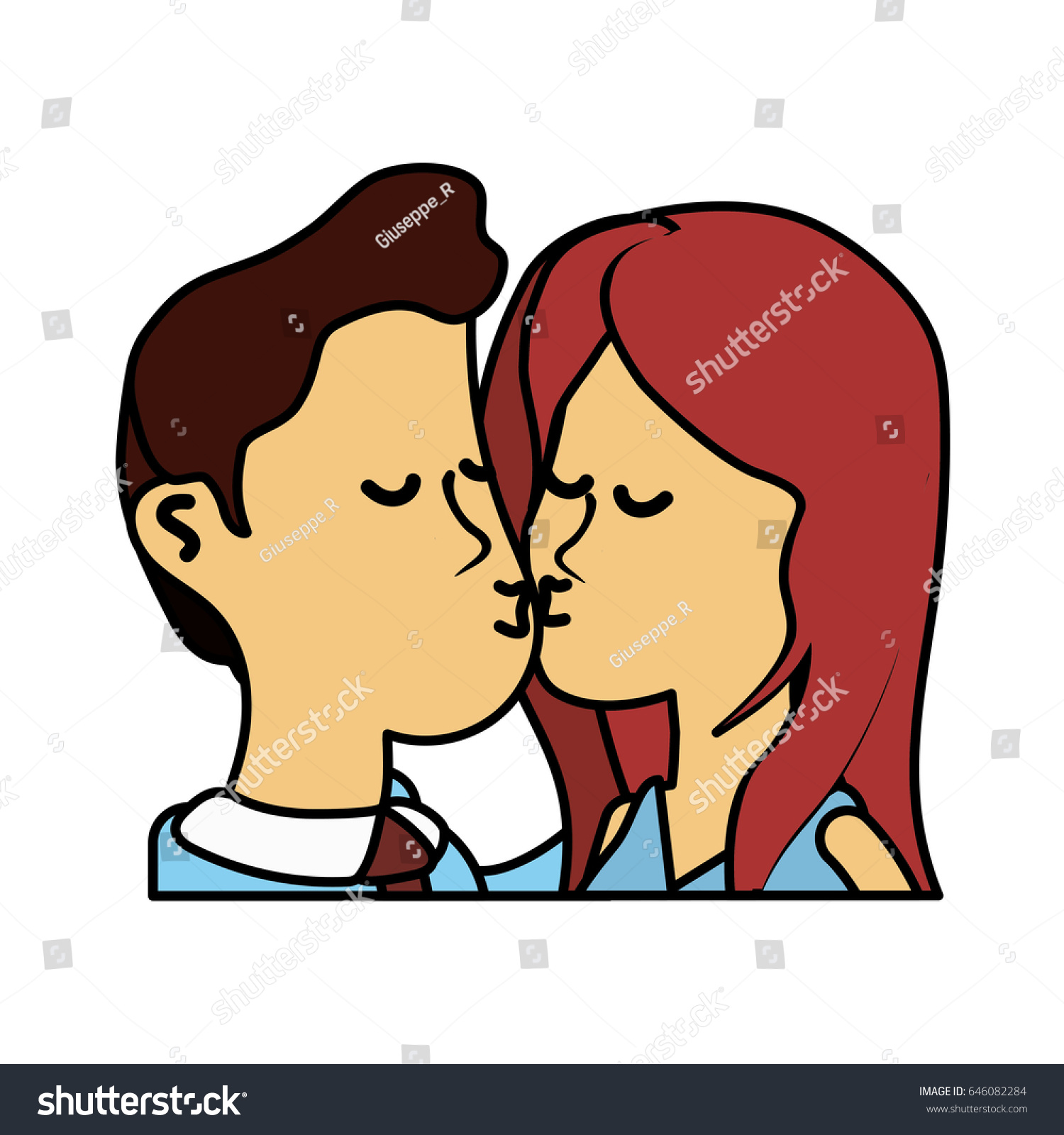 Cute Couple Kissing Romantic Scene Stock Vector Royalty Free 646082284 7243