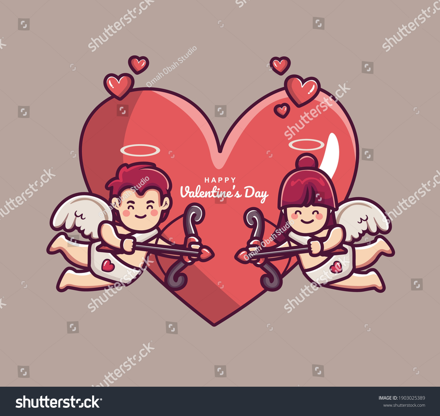 Cute Couple Cupid Holding Arrow Hearth Stock Vector Royalty Free 1903025389 Shutterstock 9888