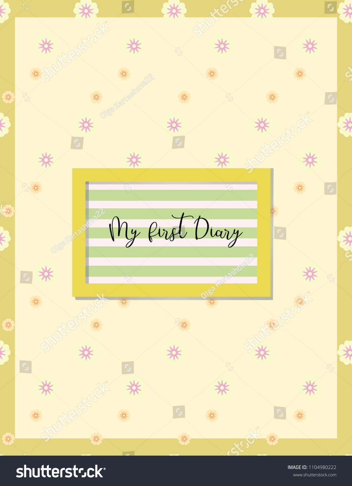 cute cover my first diary planner stock vector royalty free