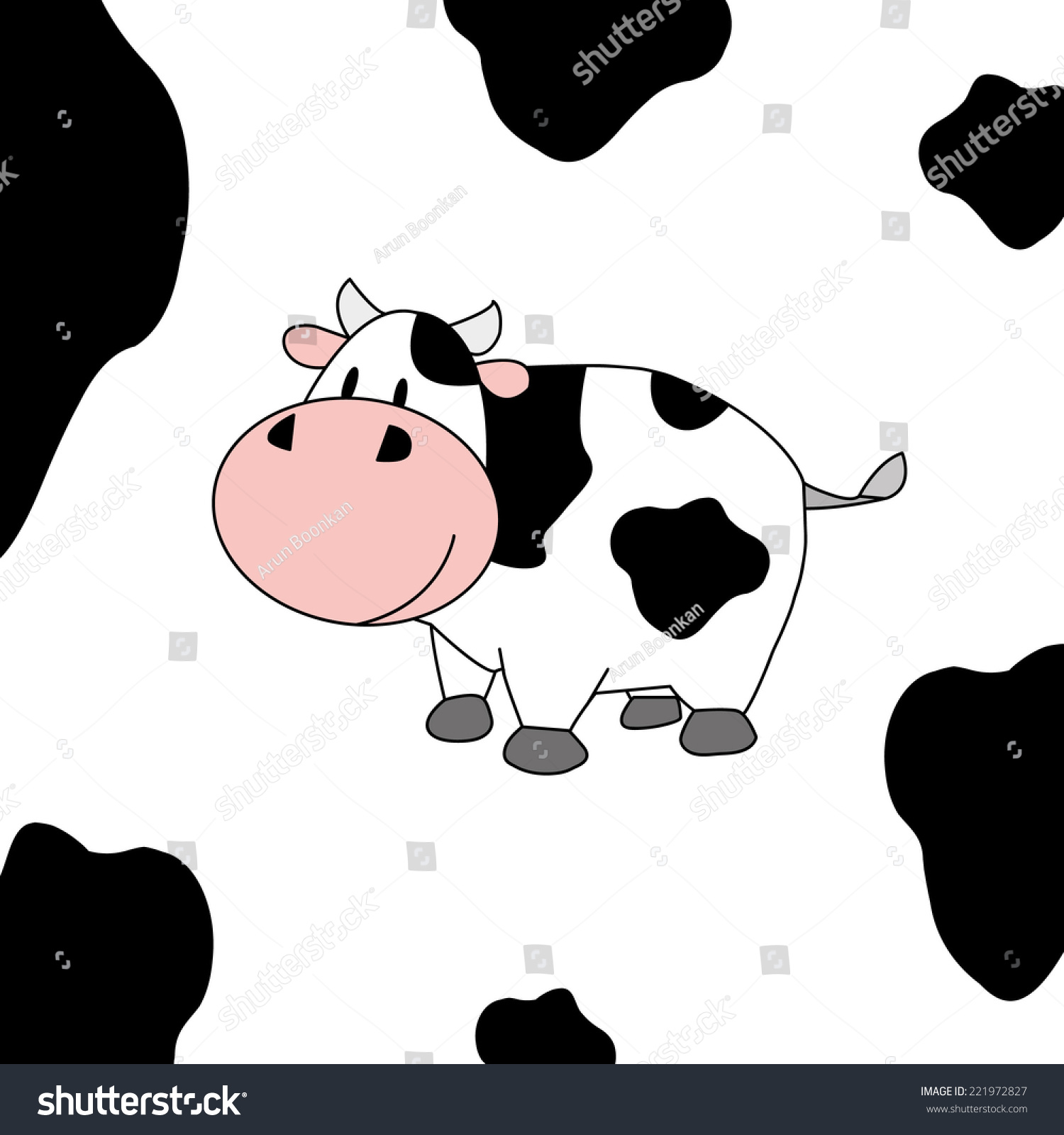 Cute Cow Cartoon Stock Vector Illustration 221972827 : Shutterstock