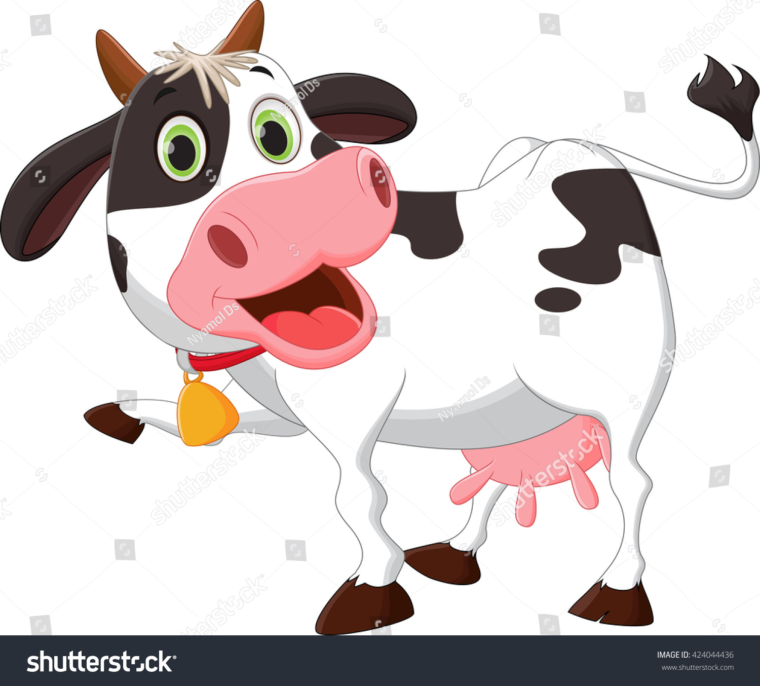 Cute Cow Cartoon Waving Hand Stock Vector (royalty Free) 424044436