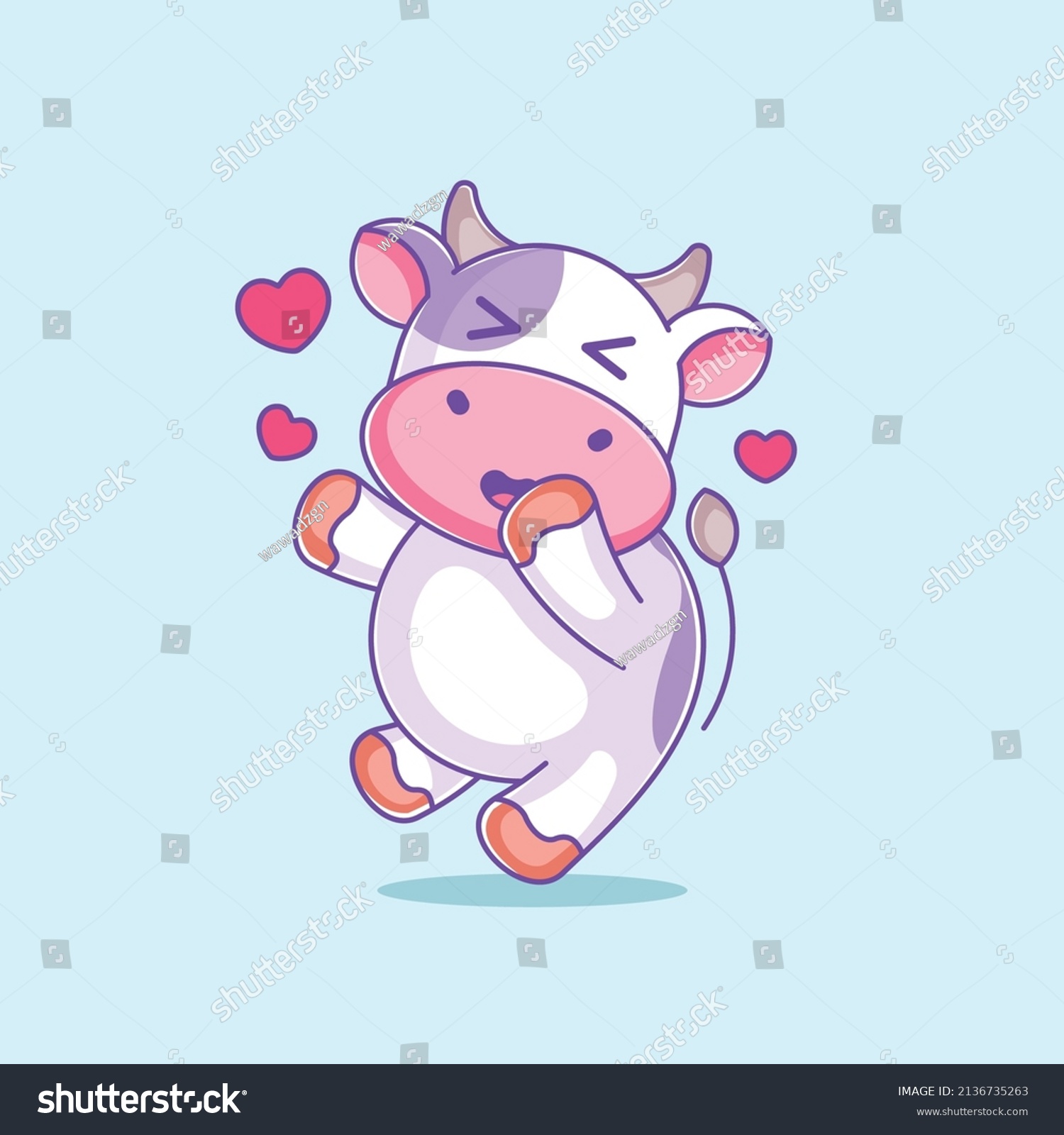 Cute Cow Love Cartoon Stock Vector (Royalty Free) 2136735263 | Shutterstock