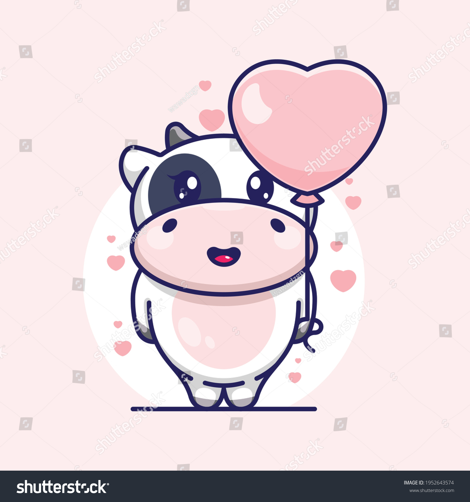 Cute Cow Balloon Cartoon Stock Vector (Royalty Free) 1952643574 ...