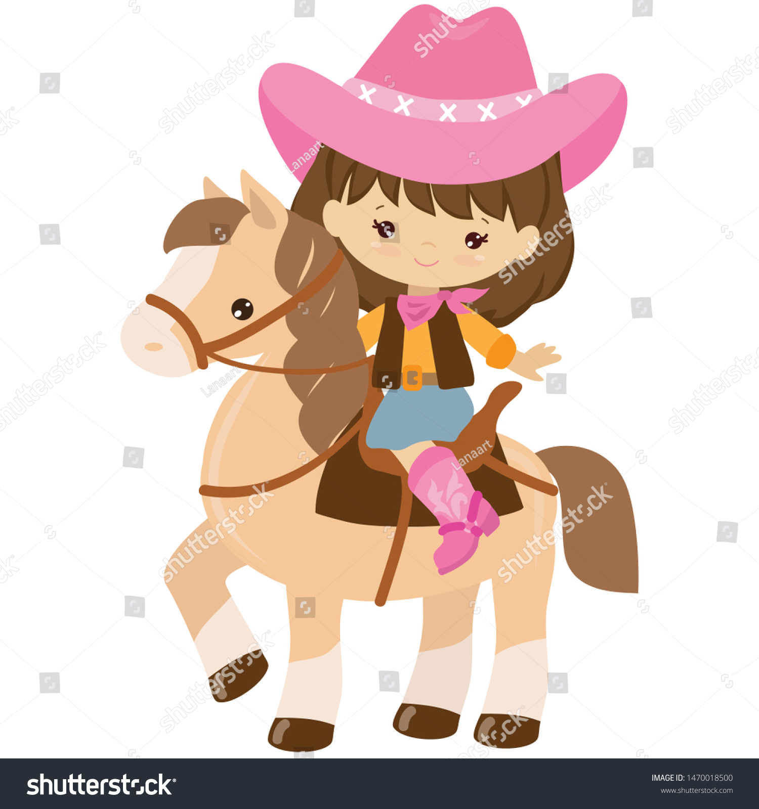 Cute Cowgirl Vector Cartoon Illustration Stock Vector (Royalty Free ...