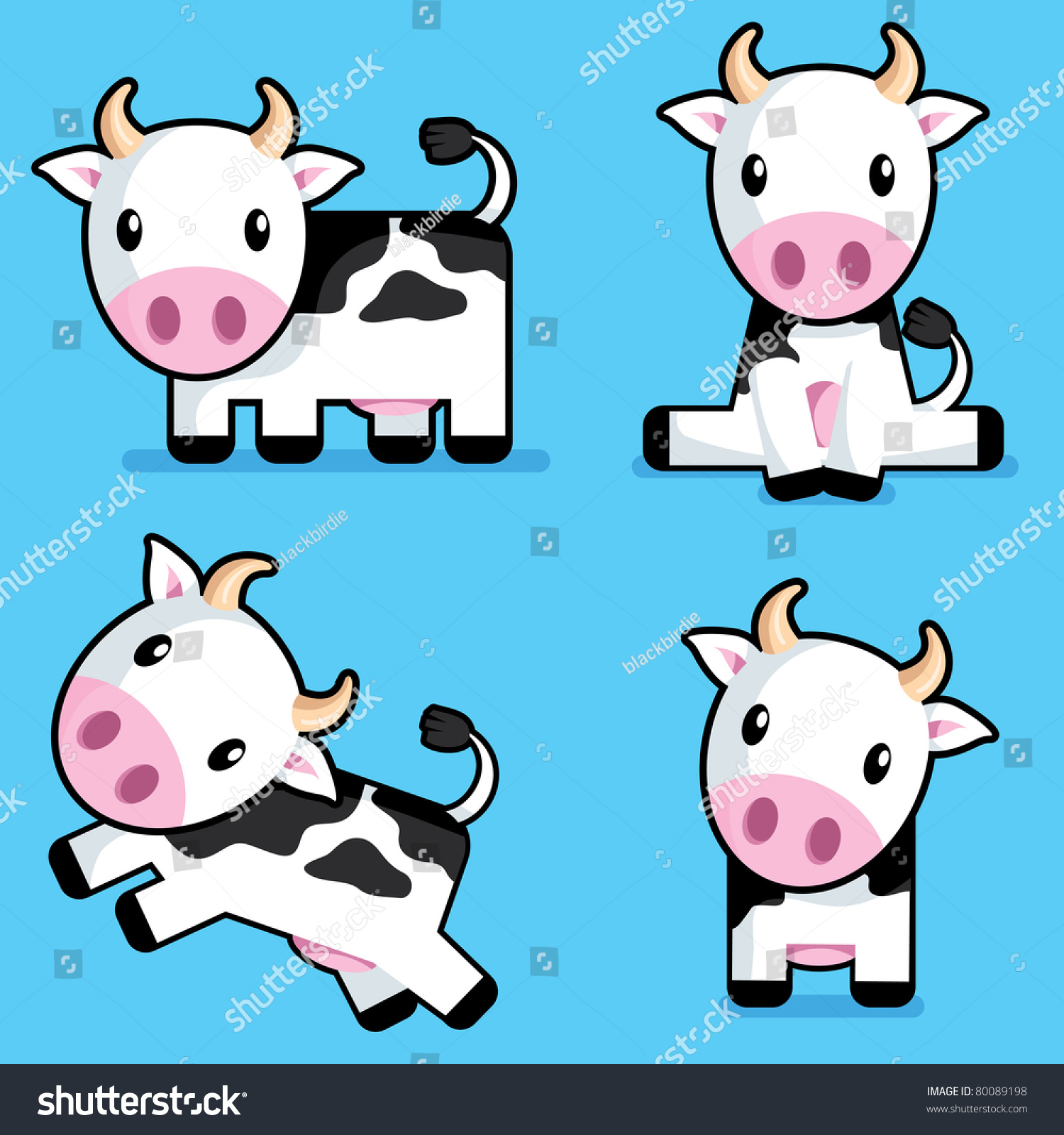 Cute Cows Stock Vector 80089198 - Shutterstock